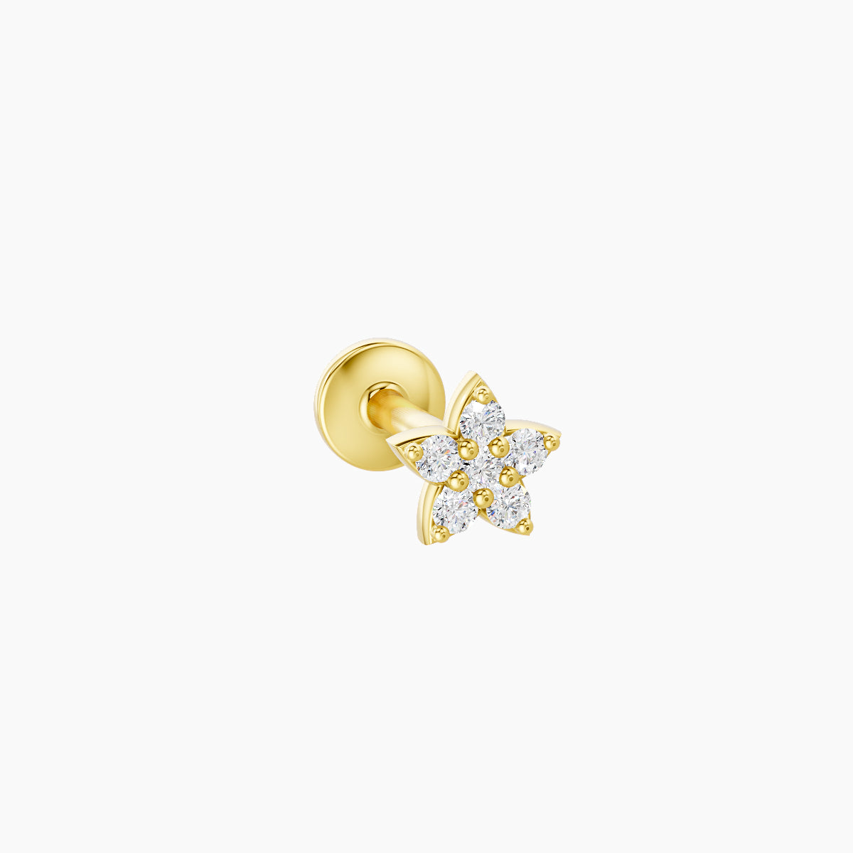 Flora | 18k Yellow Gold 4.5 mm 6.5 mm Flower Diamond Piercing