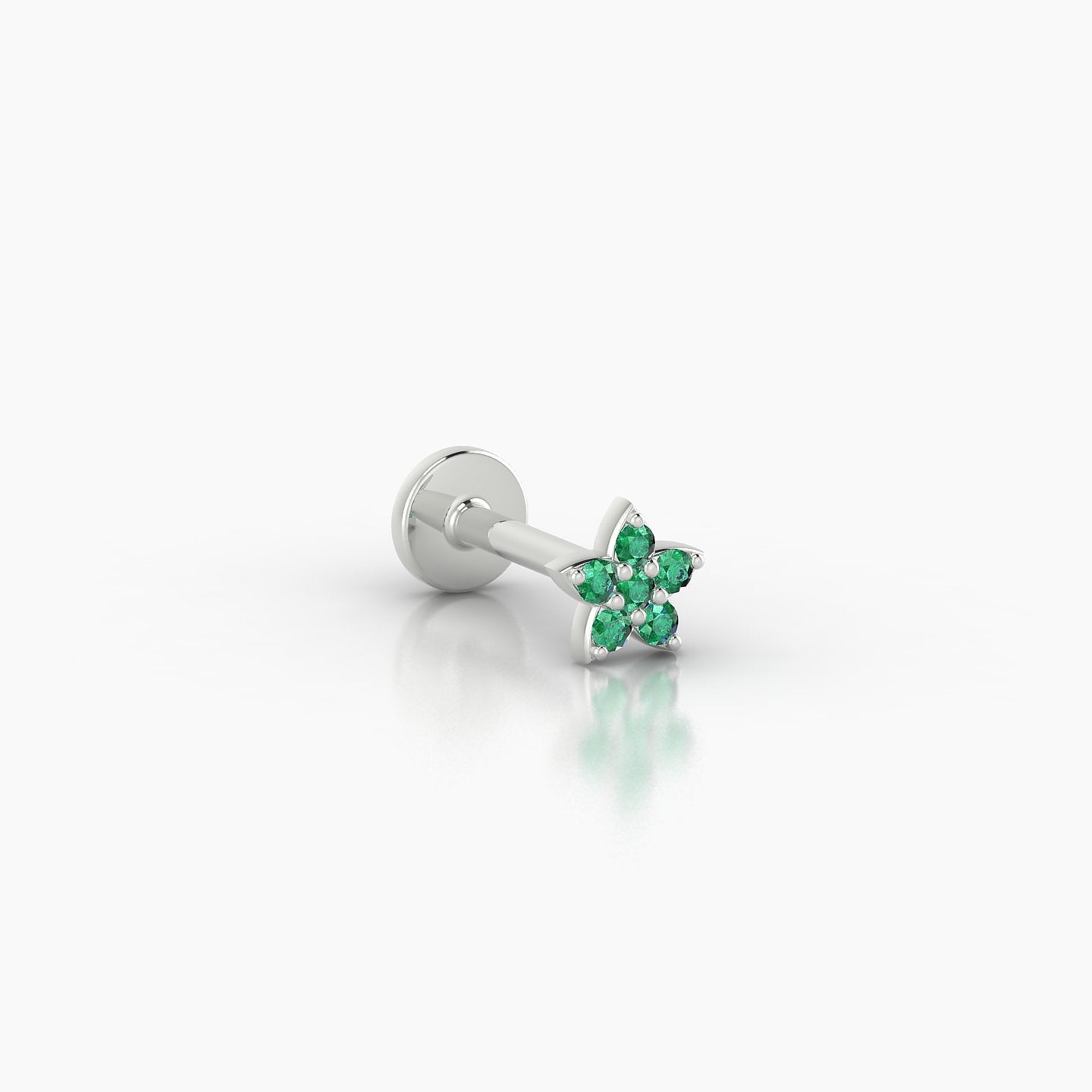 Flora | 18k White Gold 6.5 mm 4.5 mm Flower Emerald Piercing