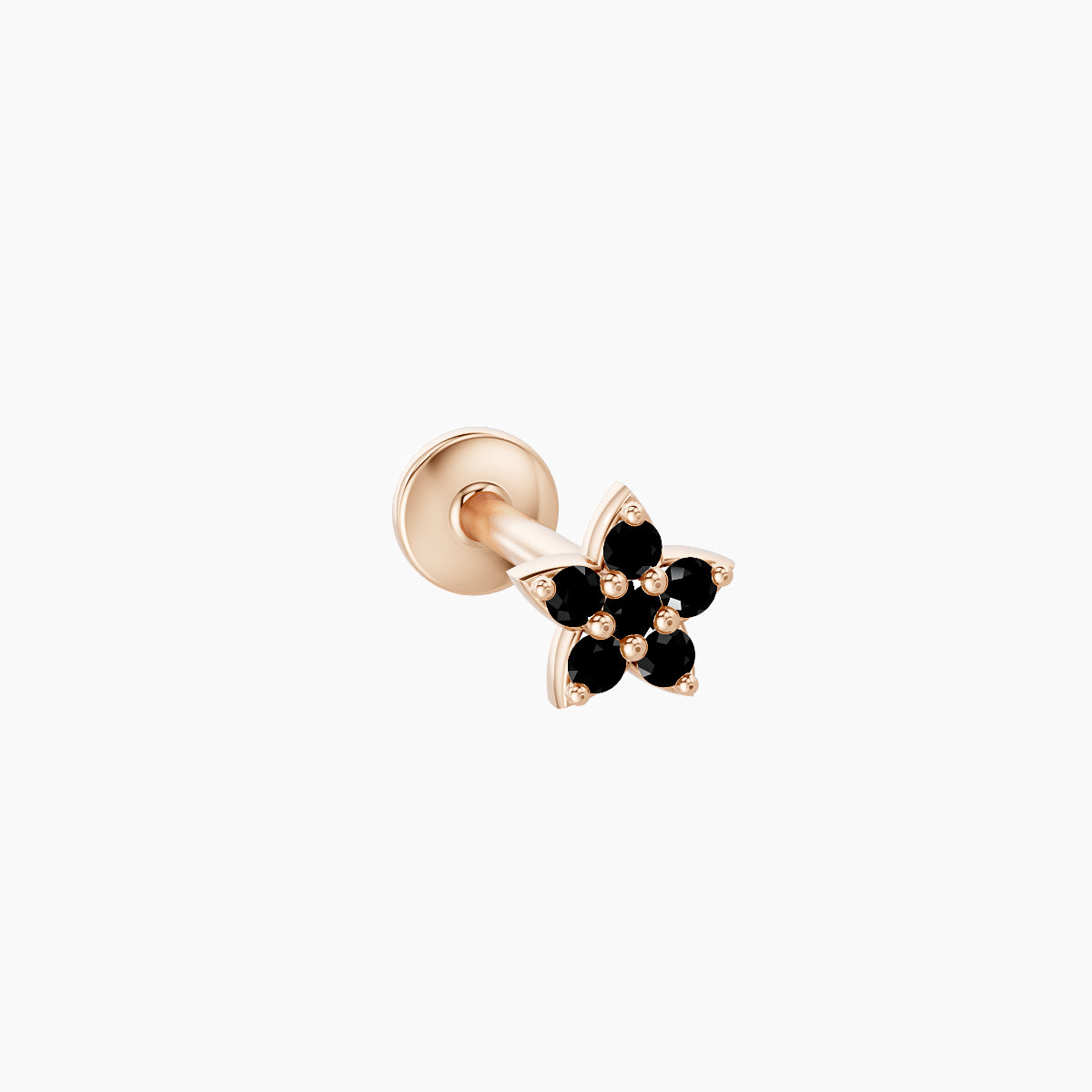 Flora | 18k Rose Gold 8 mm 4.5 mm Flower Black Diamond Nose Piercing