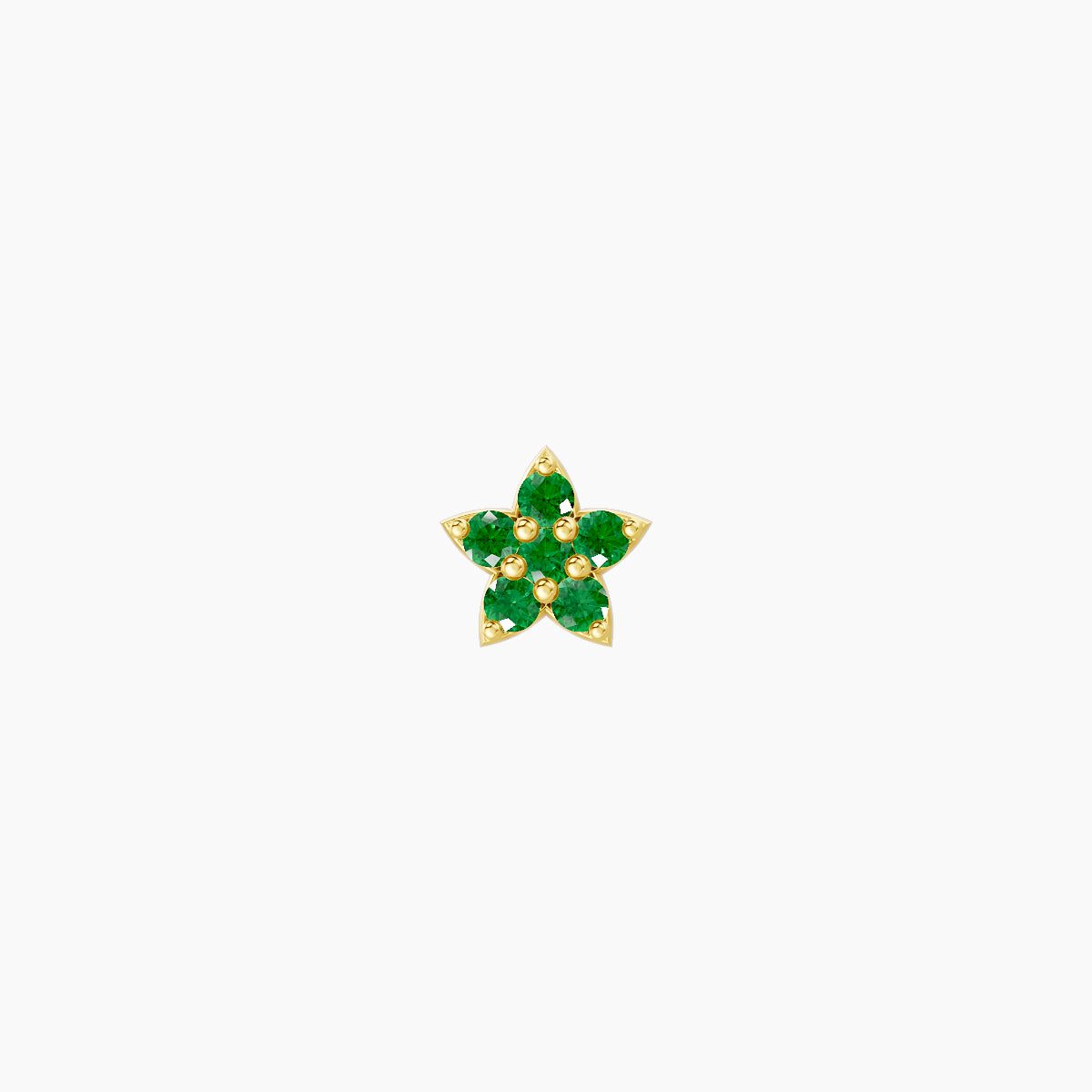 Flora | 18k Yellow Gold 8 mm 4.5 mm Flower Emerald Nose Piercing