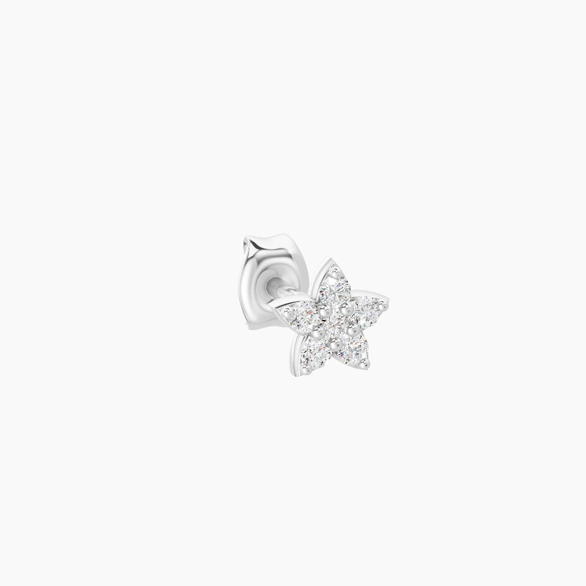 Flora | 18k White Gold 4.5 mm Flower Diamond Earring