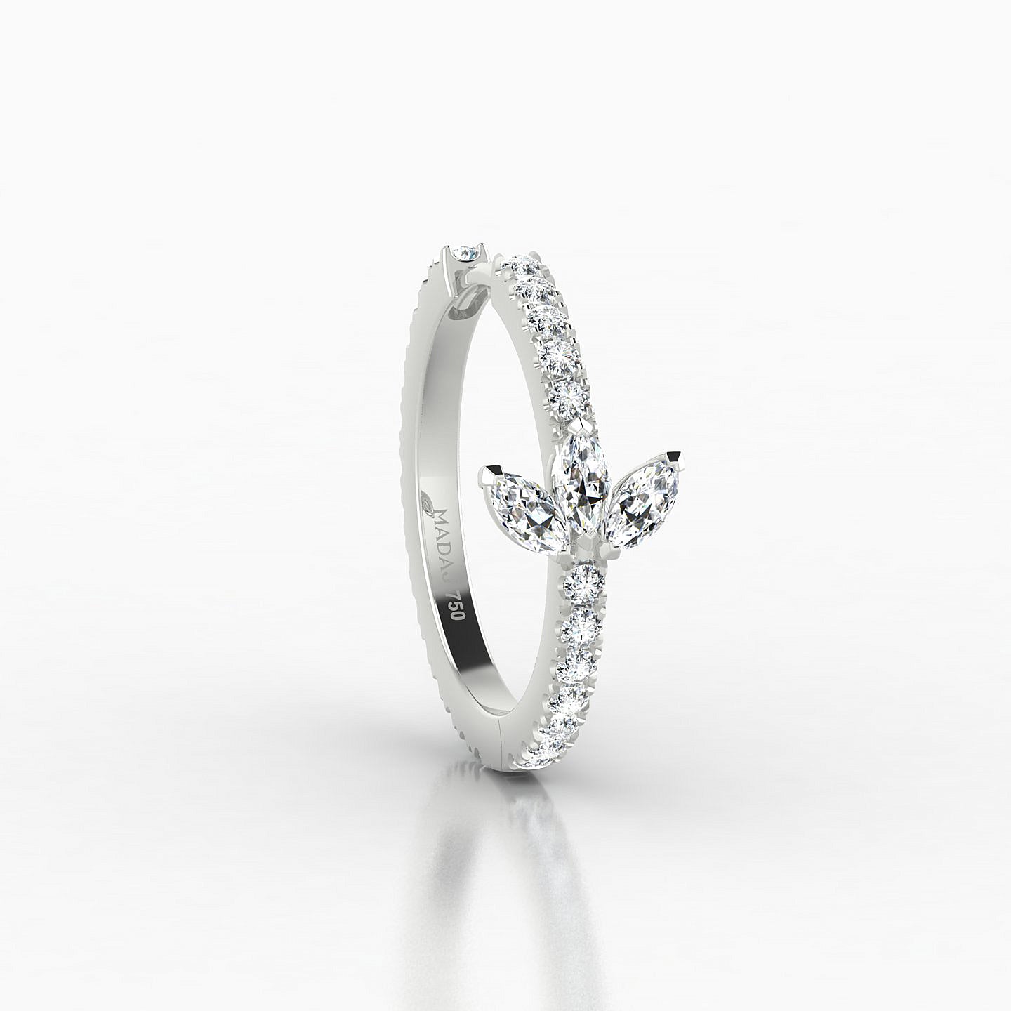 Fortuna | 18k White Gold 11 mm Lotus Diamond Hoop Piercing