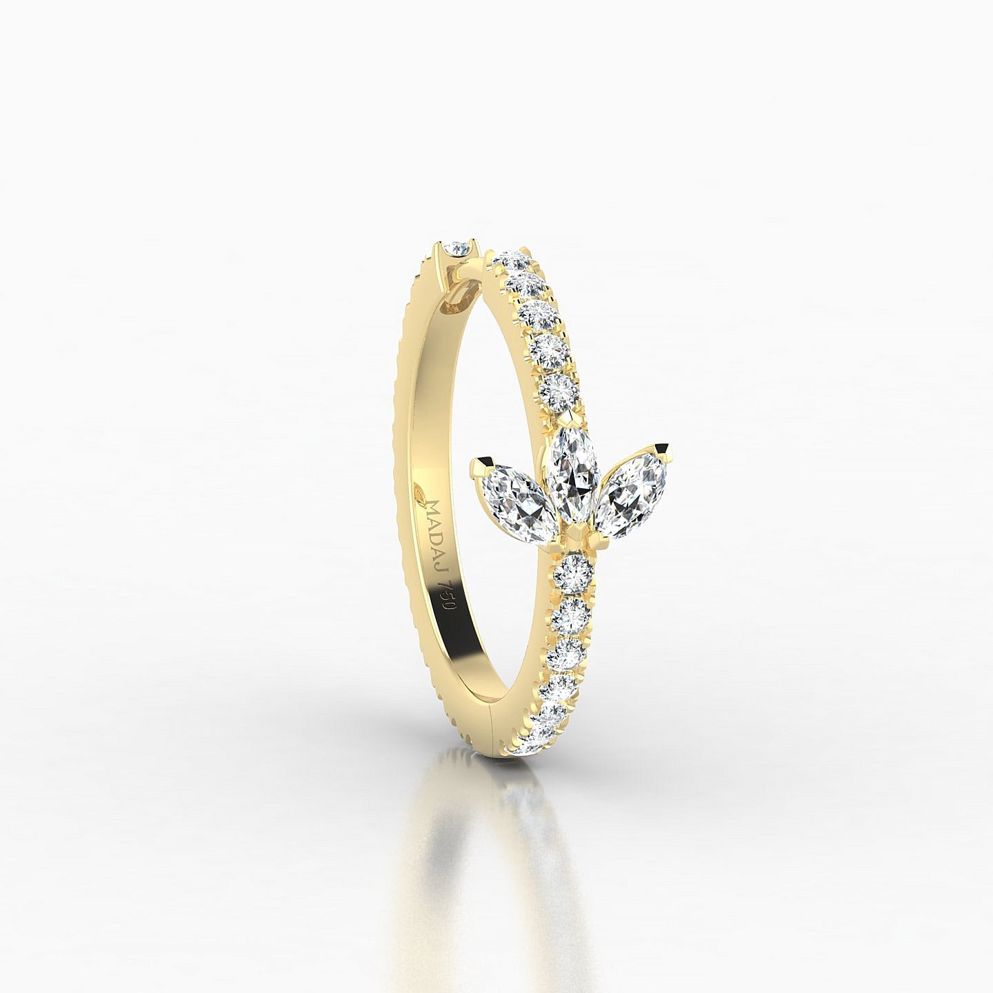 Fortuna | 18k Yellow Gold 11 mm Lotus Diamond Hoop Piercing