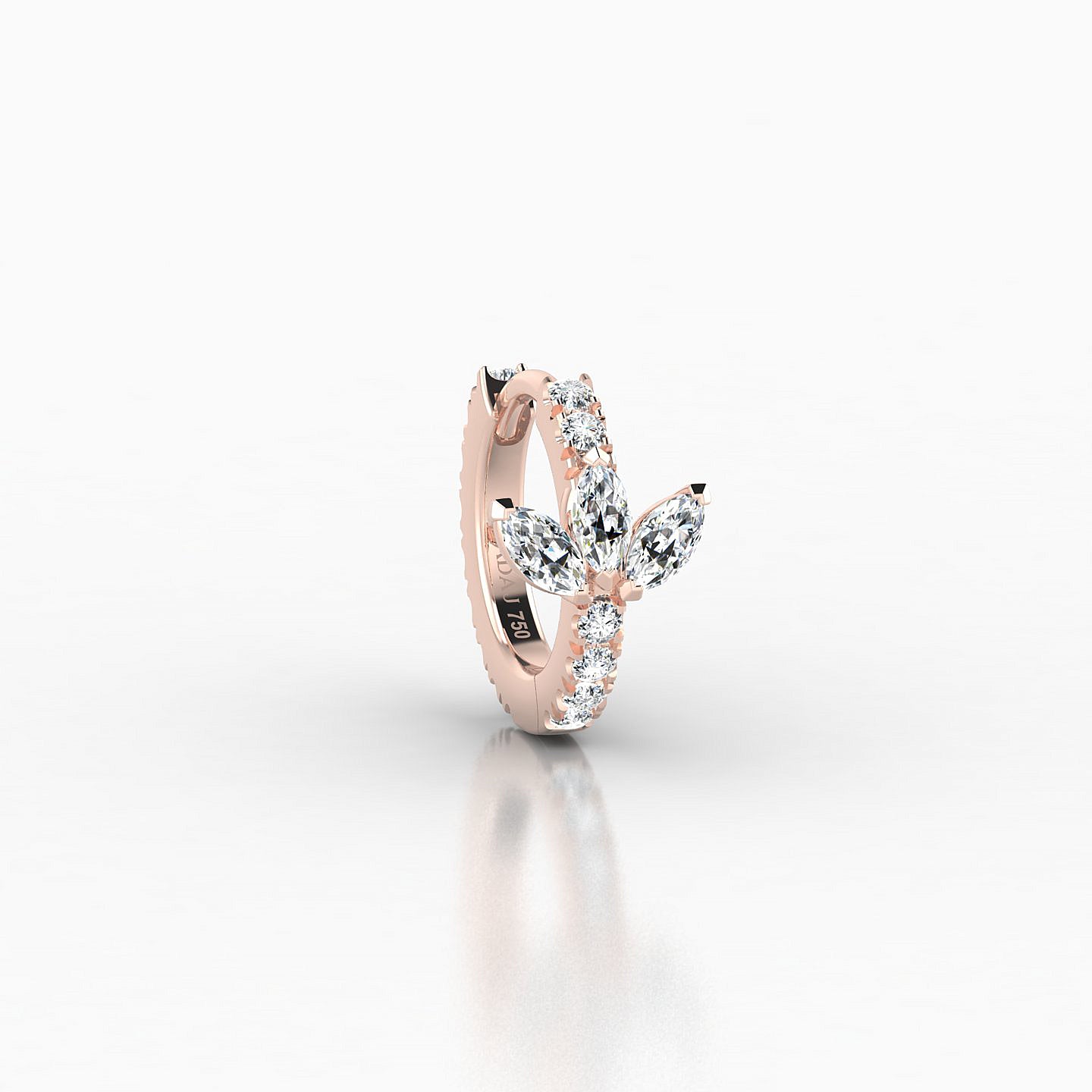 Fortuna | 18k Rose Gold 6.5 mm Lotus Diamond Hoop Piercing