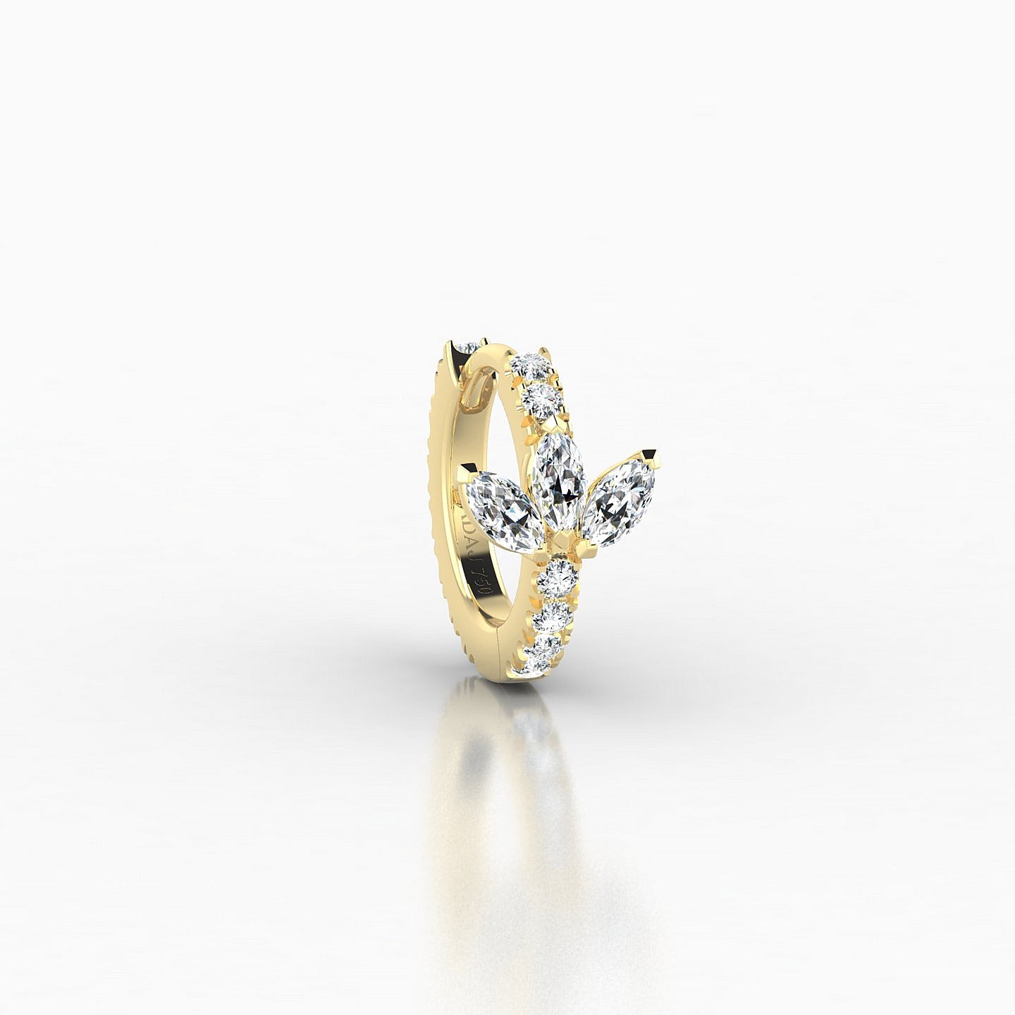 Fortuna | 18k Yellow Gold 6.5 mm Lotus Diamond Hoop Piercing