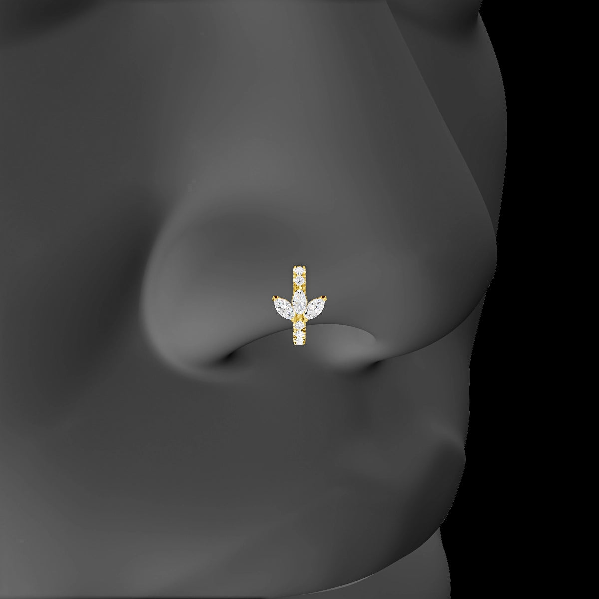 Fortuna | 18k Yellow Gold 6.5 mm Lotus Diamond Nose Ring Piercing