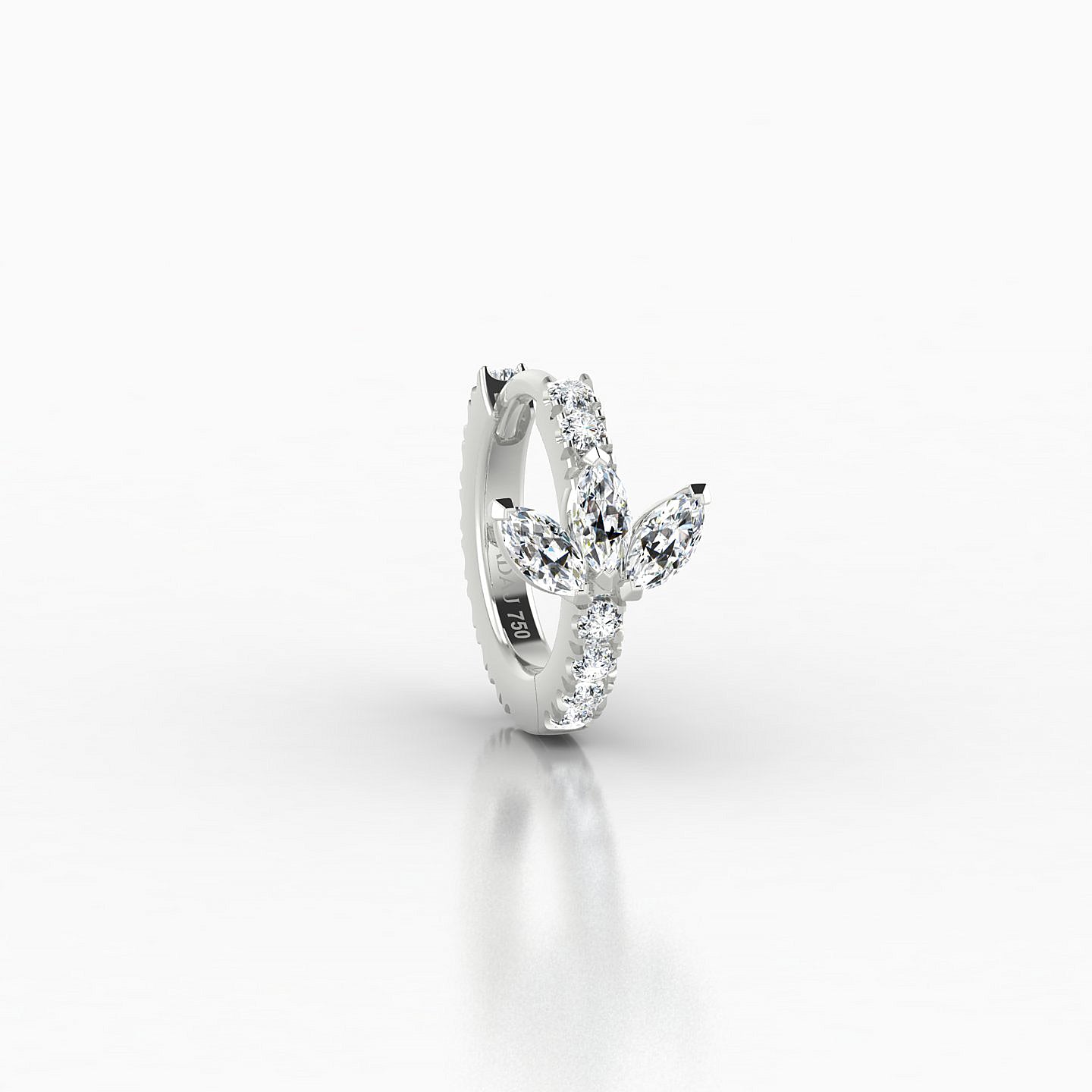 Fortuna | 18k White Gold 6.5 mm Lotus Diamond Nose Ring Piercing