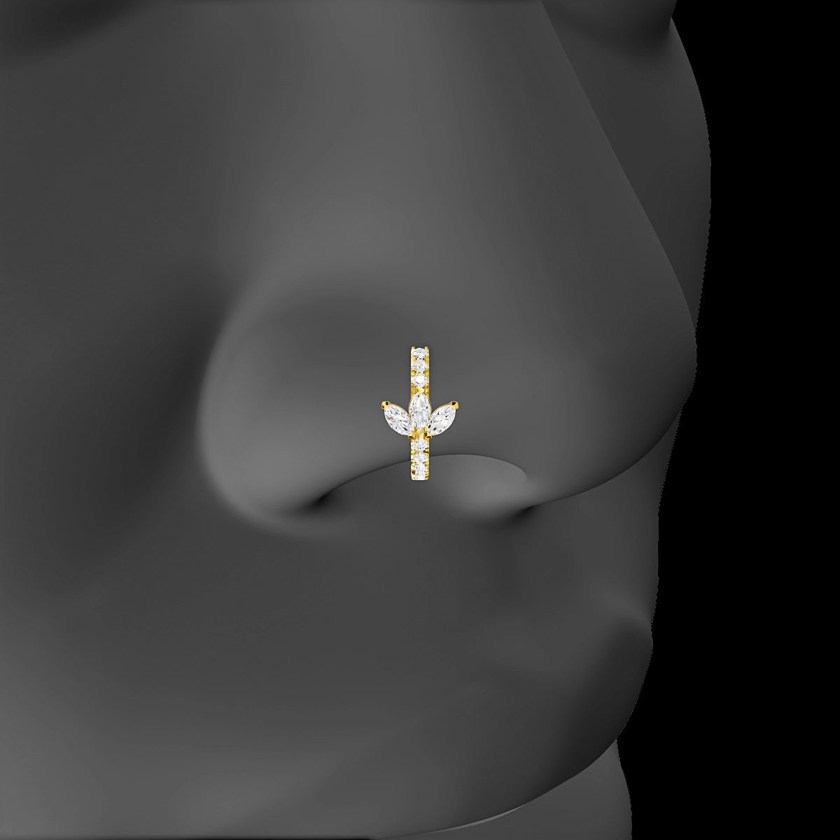 Fortuna | 18k Yellow Gold 8 mm Lotus Diamond Nose Ring Piercing