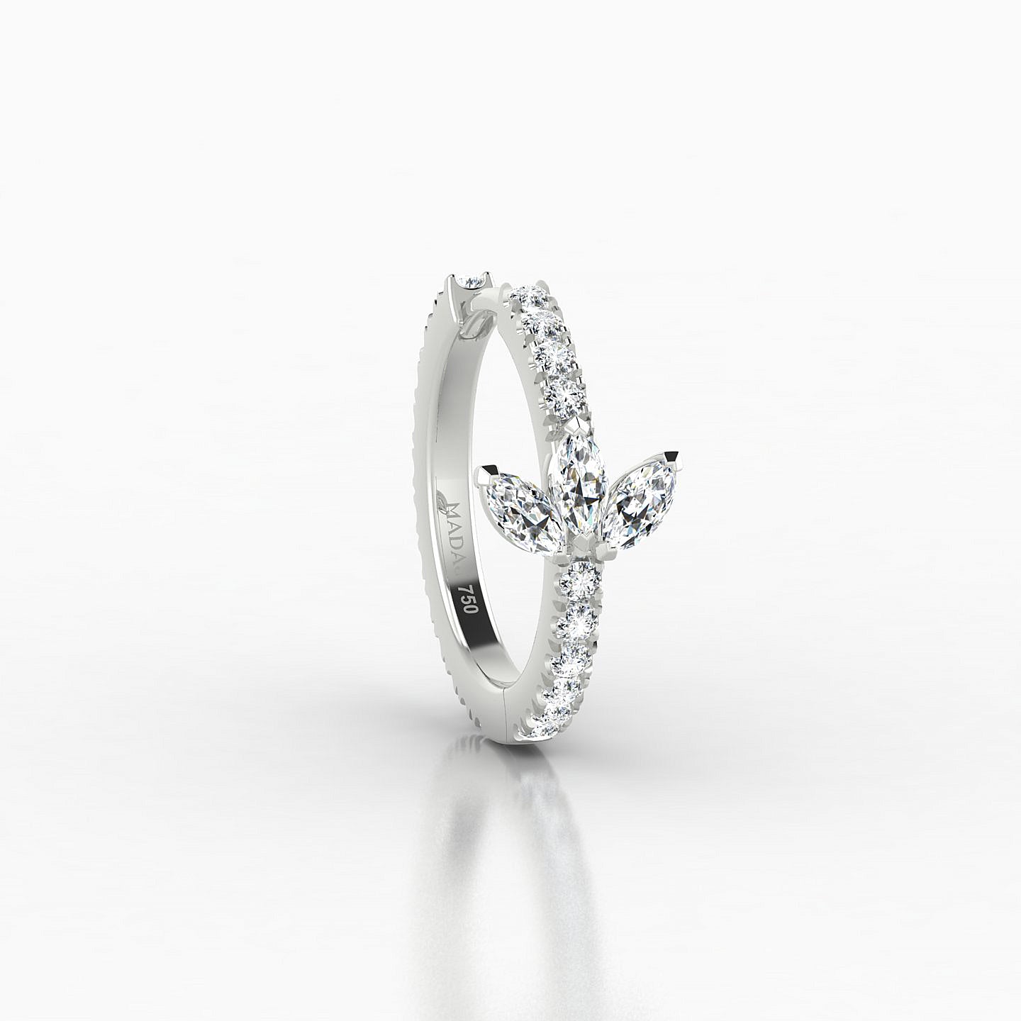 Fortuna | 18k White Gold 9.5 mm Lotus Diamond Hoop Piercing