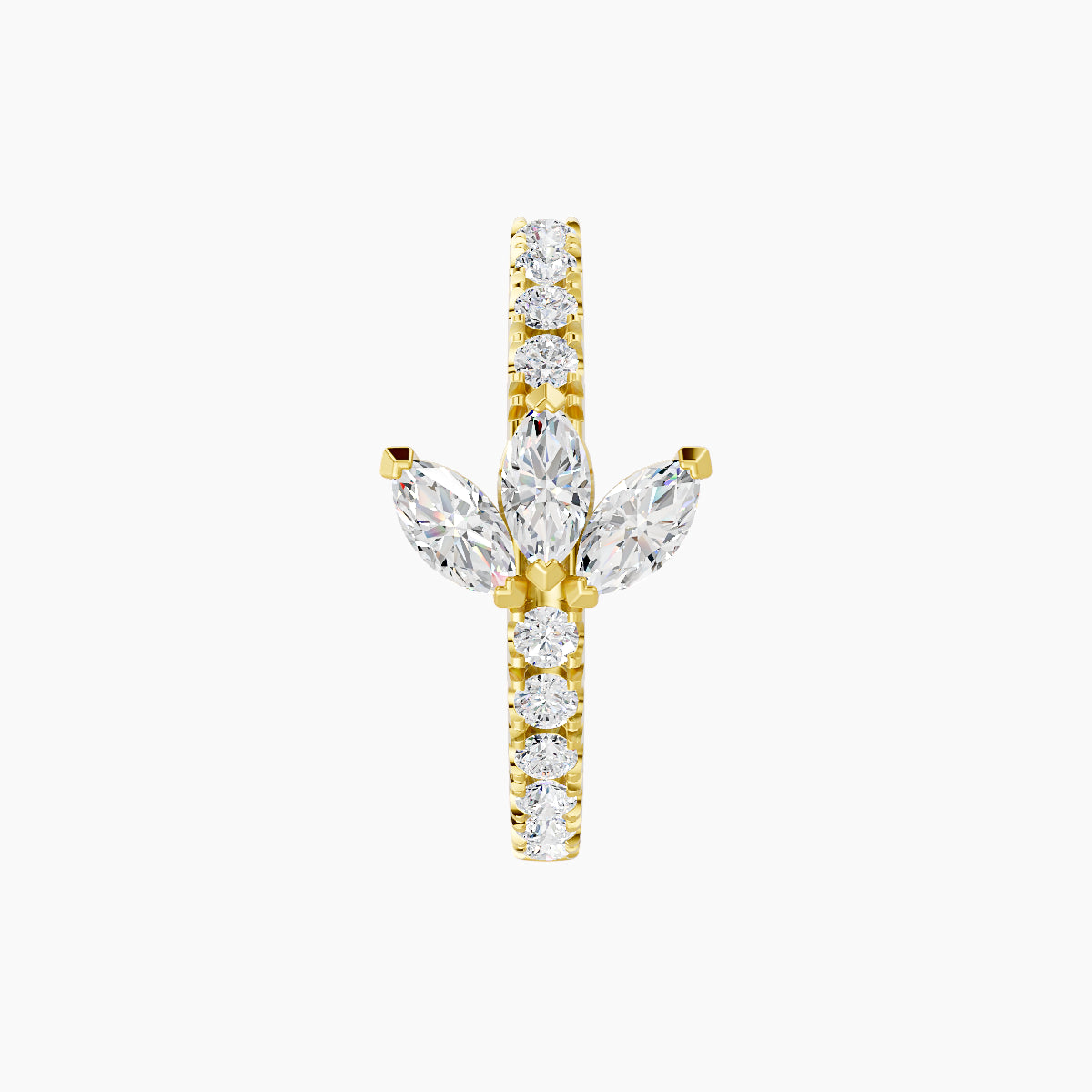 Fortuna | 18k Yellow Gold 9.5 mm Lotus Diamond Nose Ring Piercing