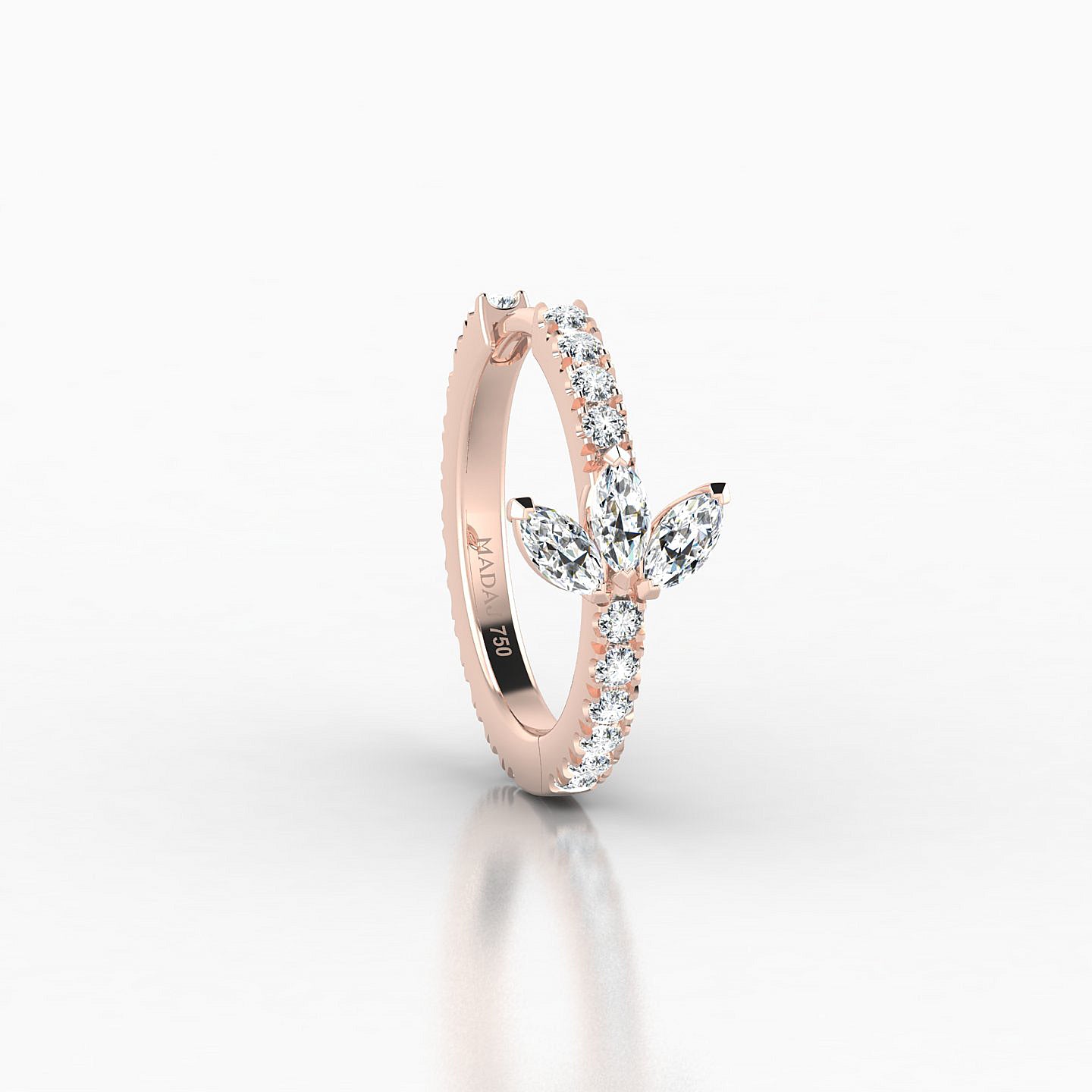 Fortuna | 18k Rose Gold 9.5 mm Lotus Diamond Nose Ring Piercing