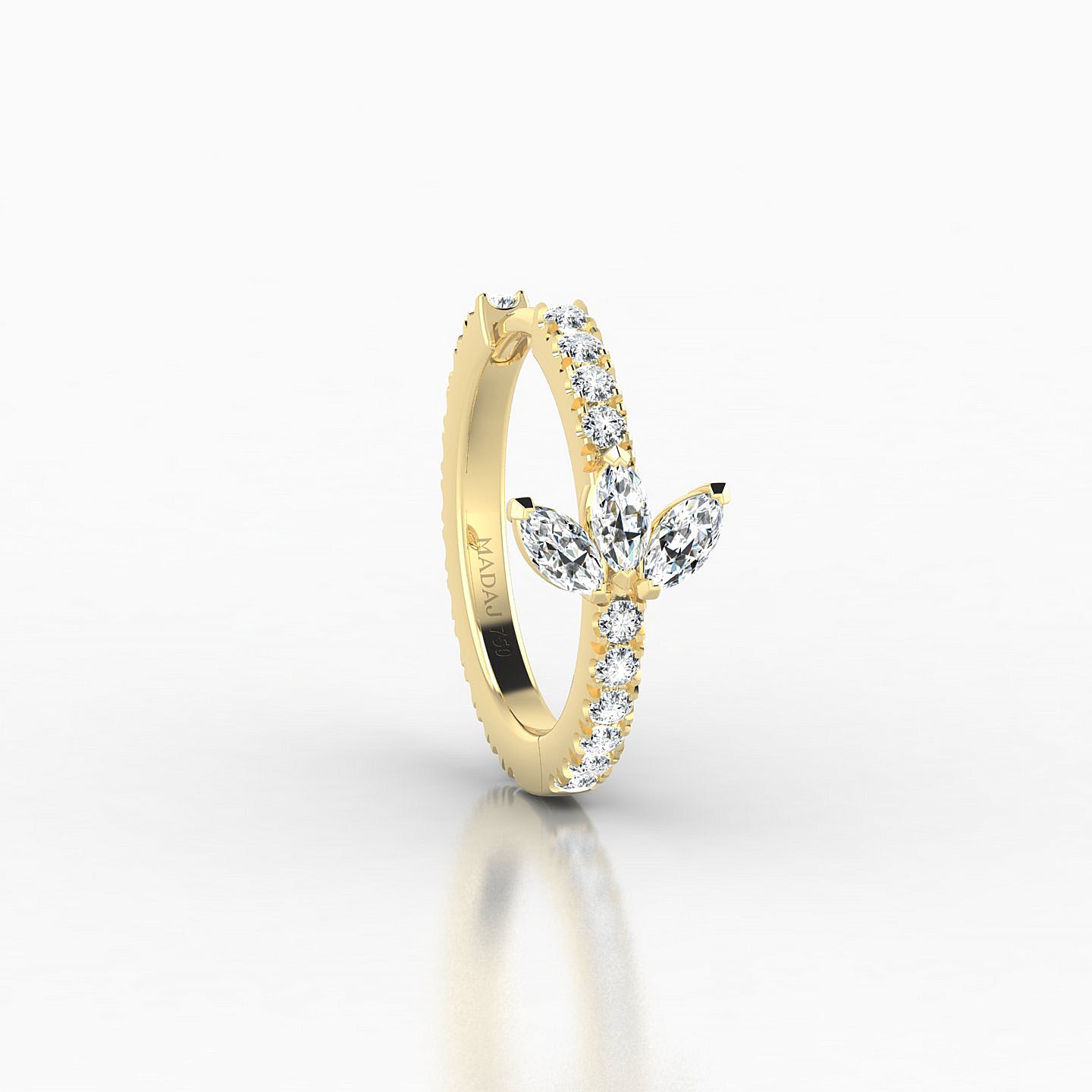 Fortuna | 18k Yellow Gold 9.5 mm Lotus Diamond Nose Ring Piercing