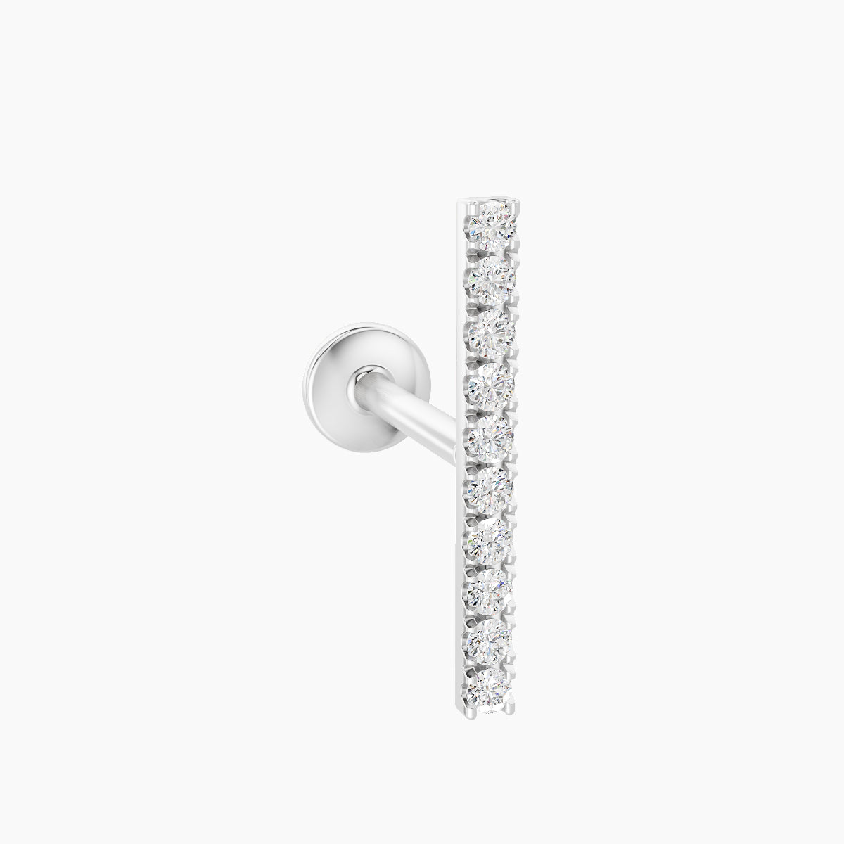 Gaia | 18k White Gold 12 mm 8 mm Bar Diamond Piercing