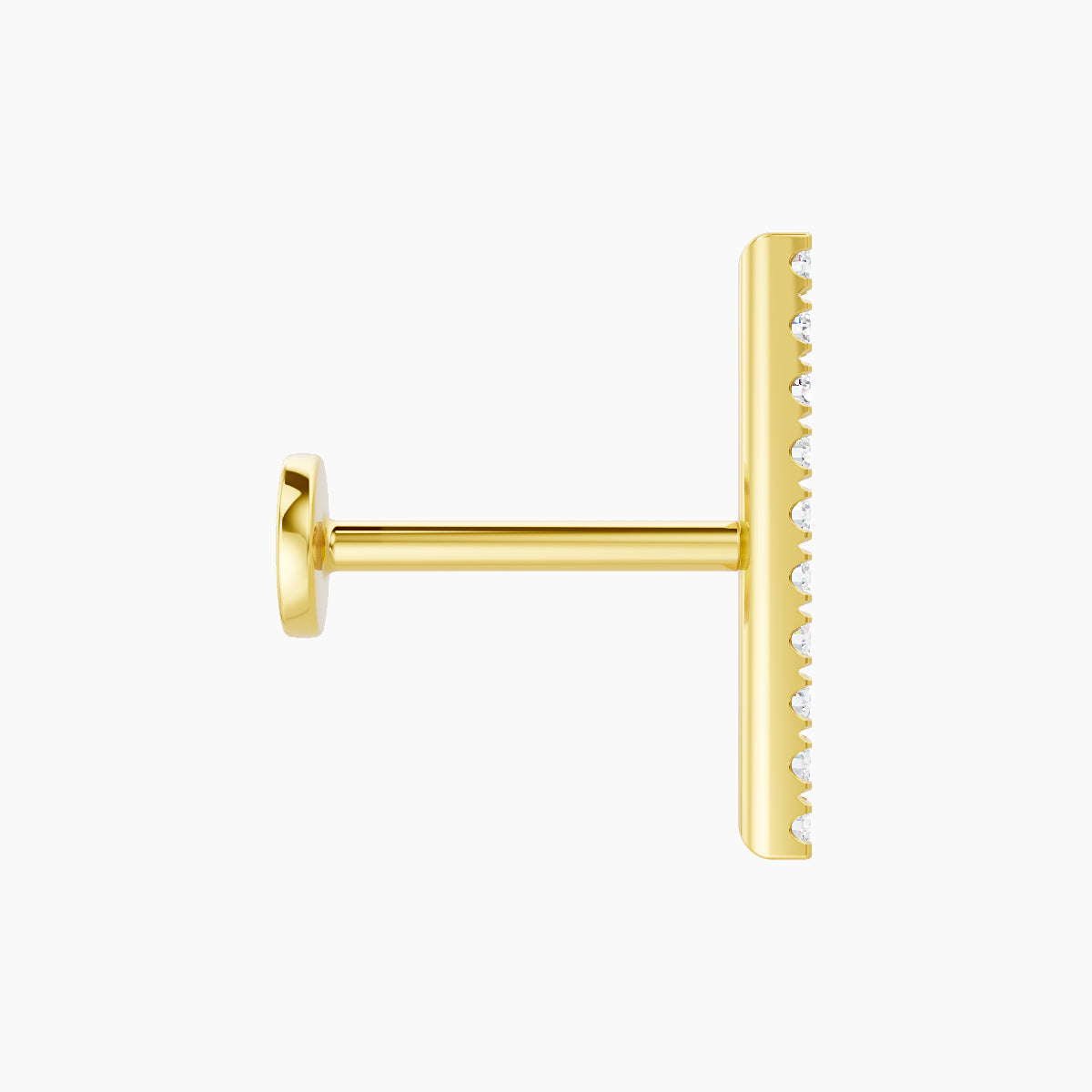 Gaia | 18k Yellow Gold 12 mm 8 mm Bar Diamond Piercing