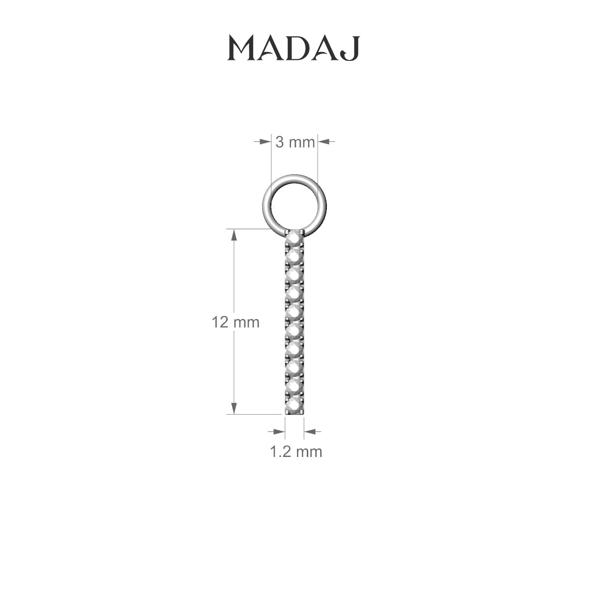 Gaia | 18k Rose Gold 12 mm Bar Diamond Charm