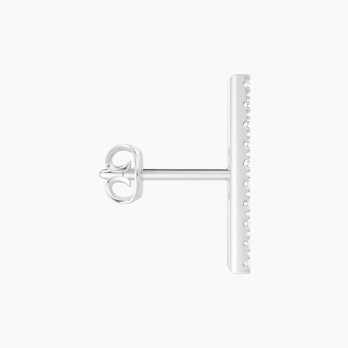 Gaia | 18k White Gold 12 mm Bar Diamond Earring
