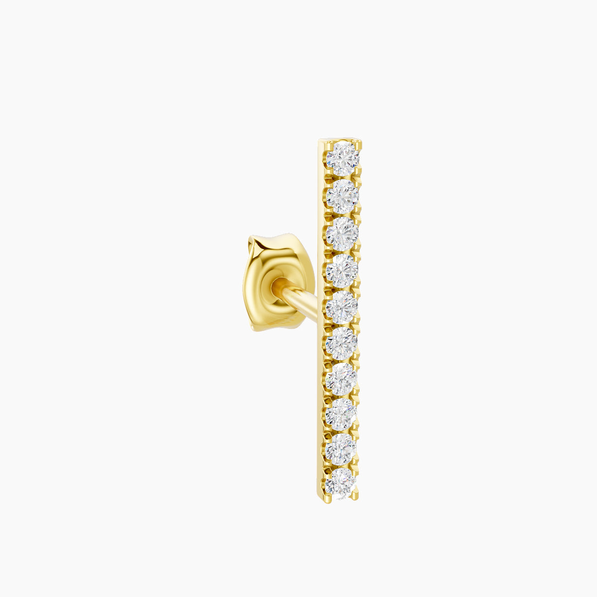 Gaia | 18k Yellow Gold 12 mm Bar Diamond Earring