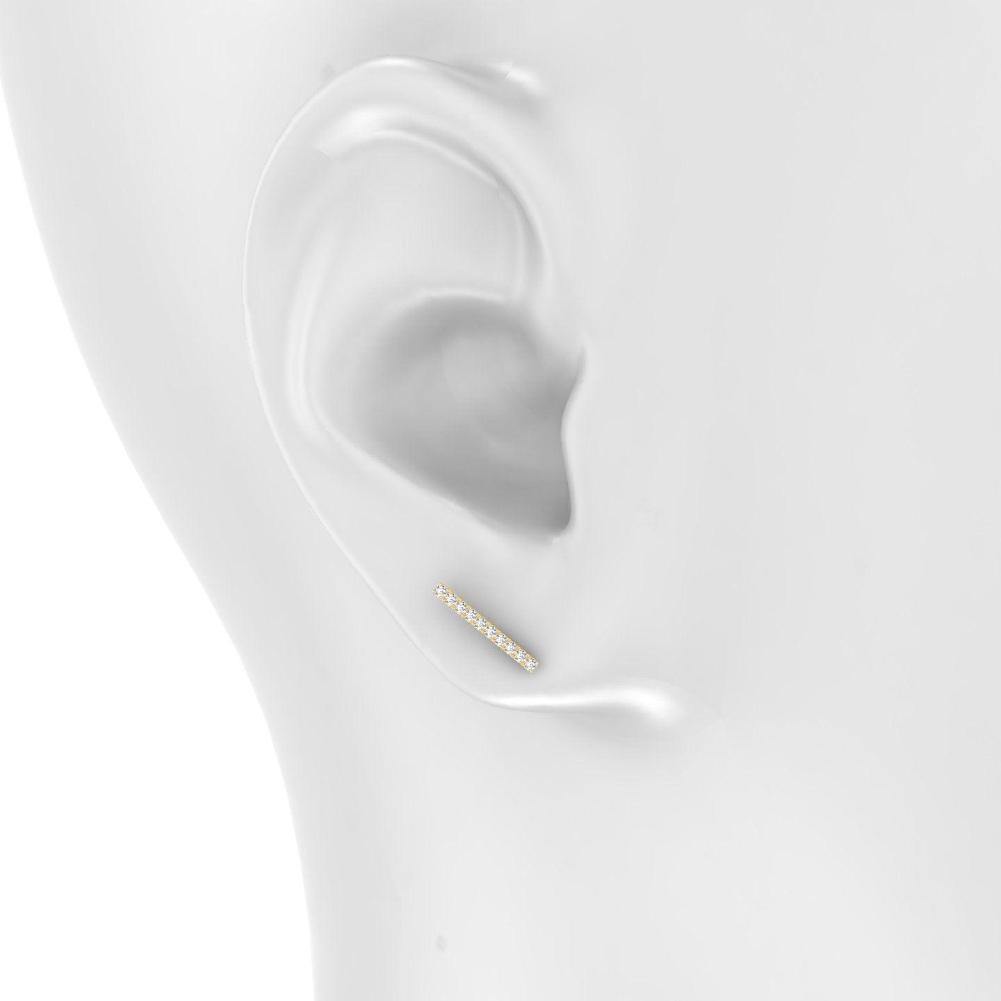 Gaia | 18k Yellow Gold 12 mm Bar Diamond Earring
