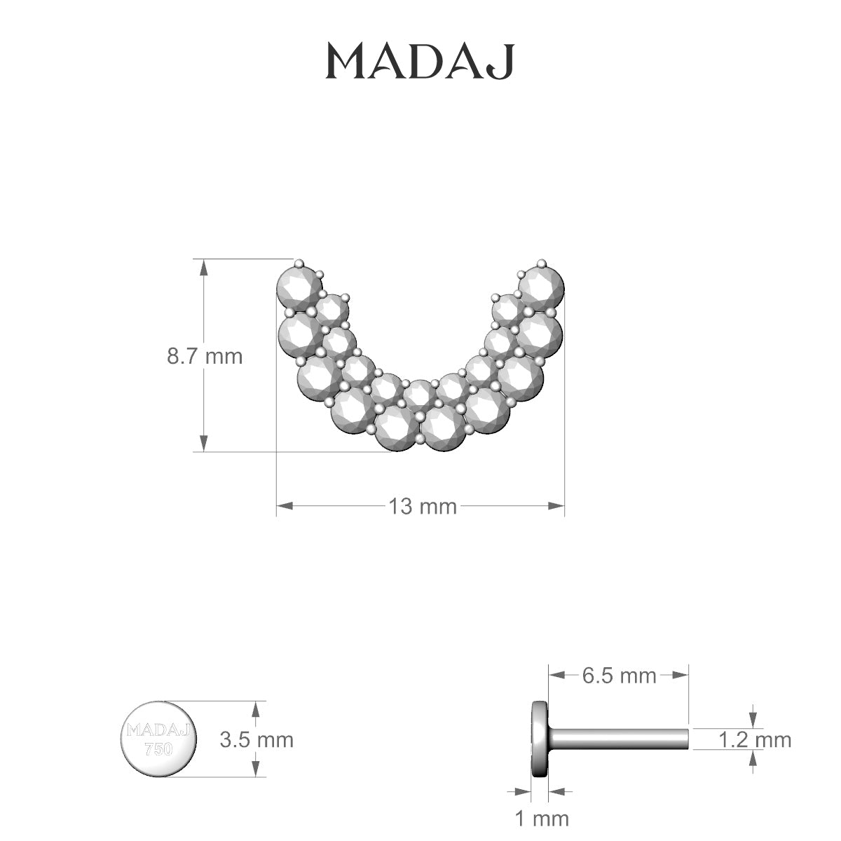 Galia | 18k Yellow Gold 6.5 mm Diamond Conch Piercing