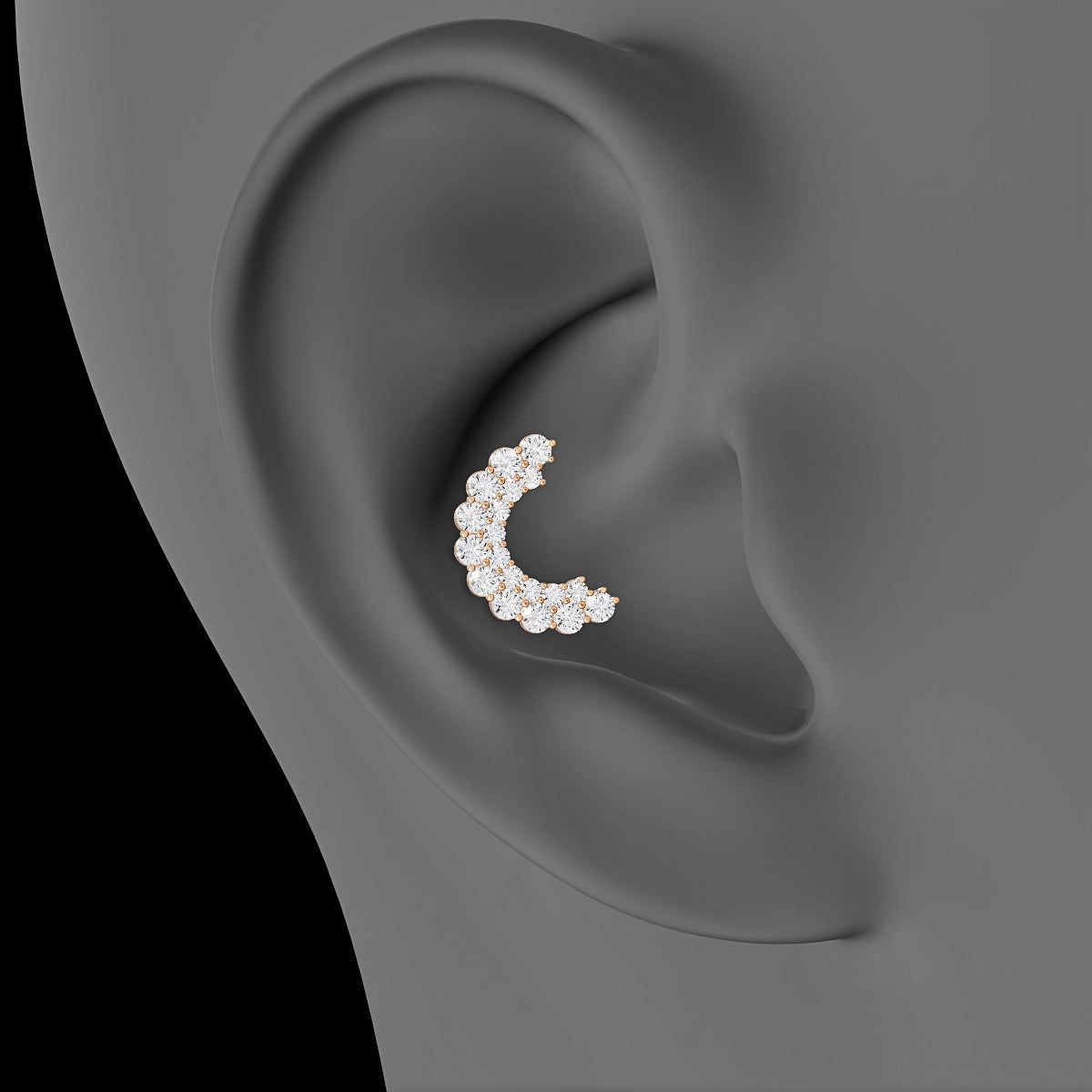 Galia | 18k Rose Gold 8 mm Diamond Conch Piercing