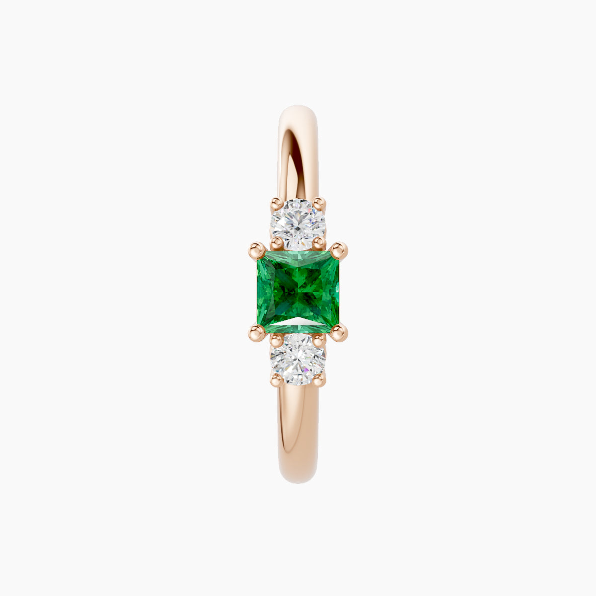 Grace | 18k Rose Gold 11 mm Trilogy Princess Emerald & Diamond Hoop Piercing