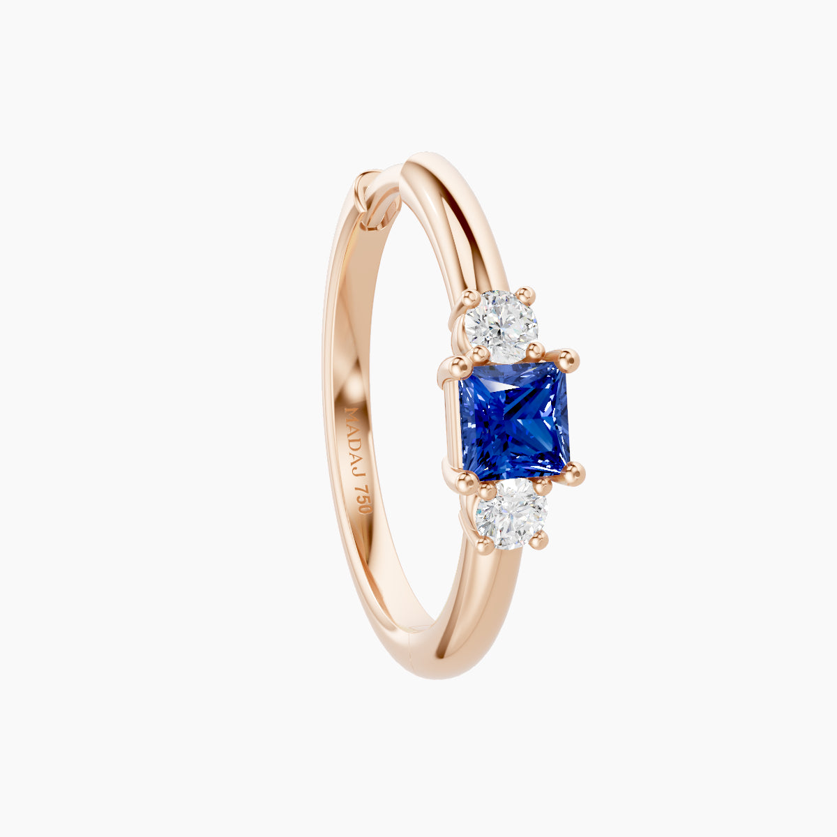 Grace | 18k Rose Gold 11 mm Trilogy Princess Sapphire & Diamond Hoop Piercing
