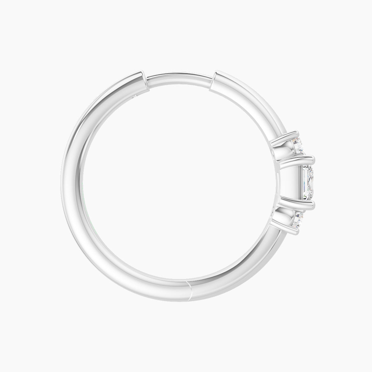 Grace | 18k White Gold 11 mm Trilogy Princess Diamond Hoop Piercing