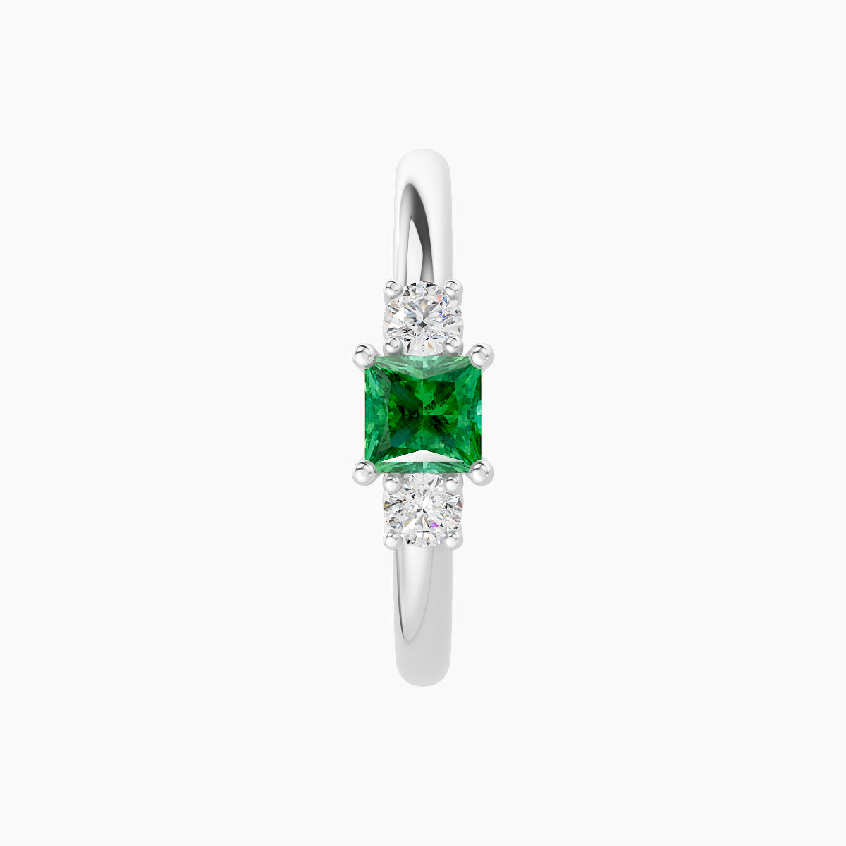 Grace | 18k White Gold 11 mm Trilogy Princess Emerald & Diamond Hoop Piercing