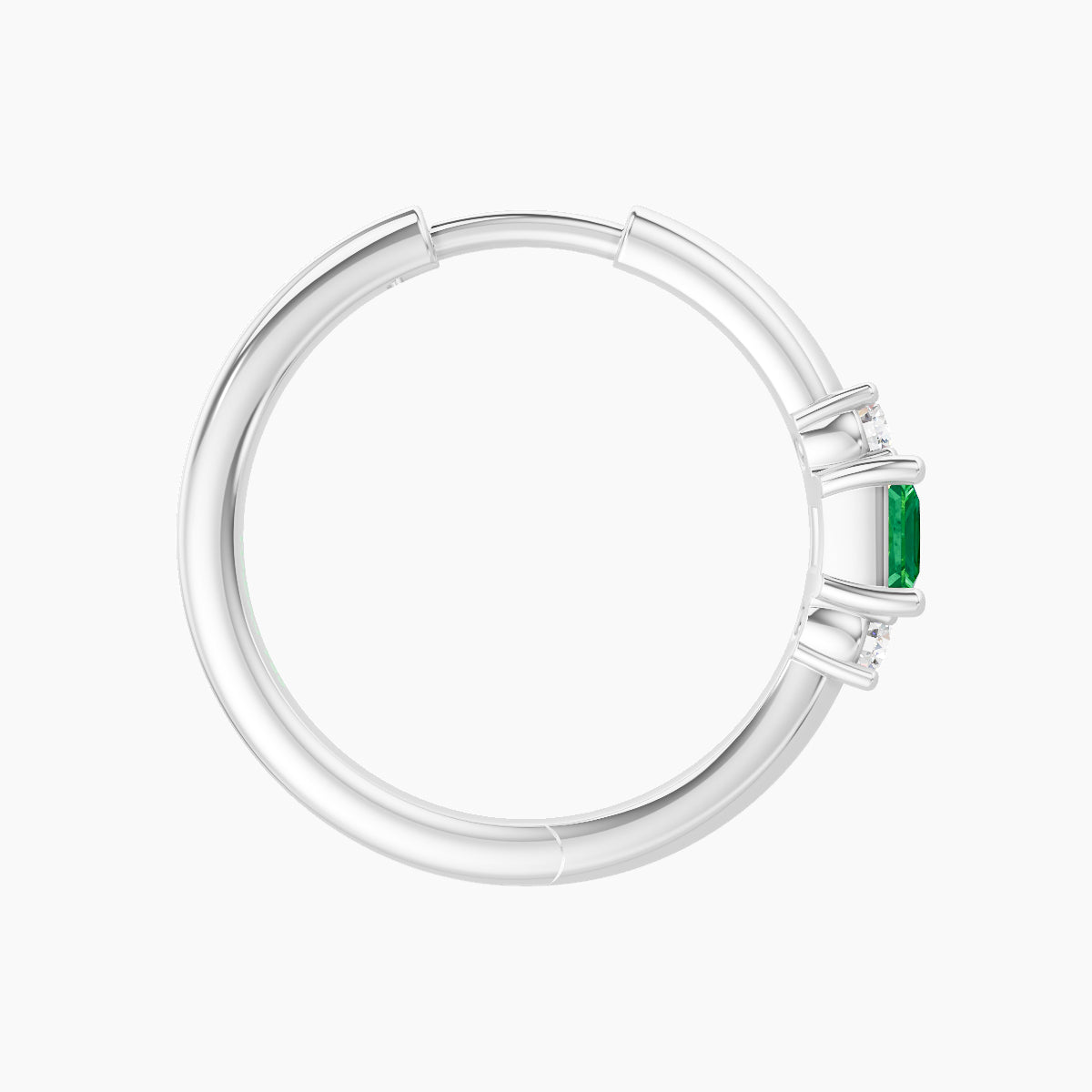 Grace | 18k White Gold 11 mm Trilogy Princess Emerald & Diamond Hoop Piercing