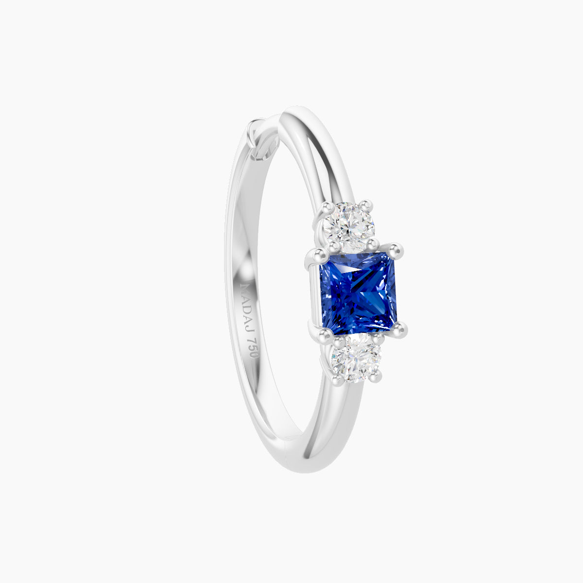 Grace | 18k White Gold 11 mm Trilogy Princess Sapphire & Diamond Hoop Piercing
