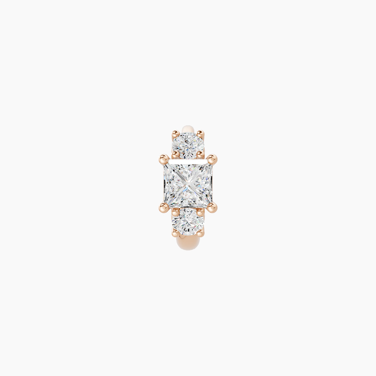 Grace | 18k Rose Gold 5 mm Trilogy Princess Diamond Hoop Piercing