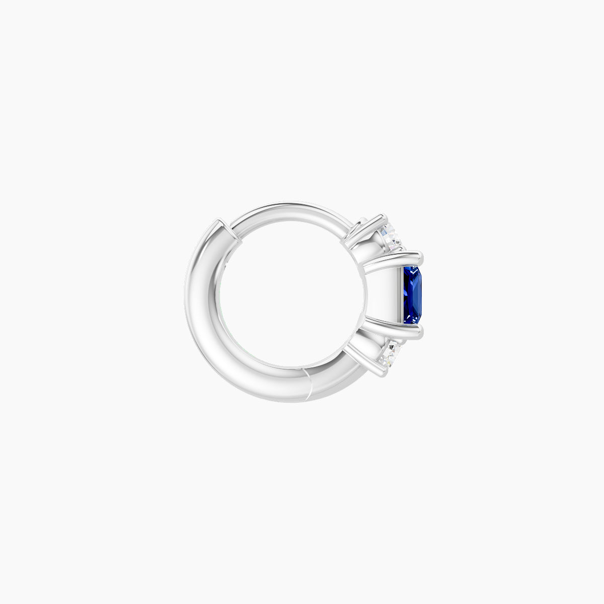 Grace | 18k White Gold 5 mm Trilogy Princess Sapphire & Diamond Hoop Piercing