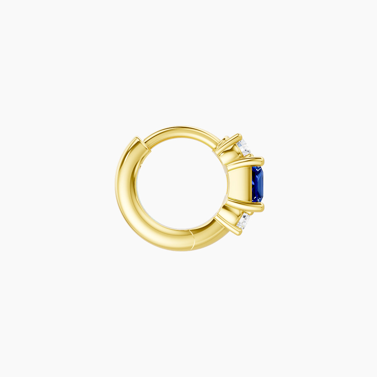 Grace | 18k Yellow Gold 5 mm Trilogy Princess Sapphire & Diamond Hoop Piercing