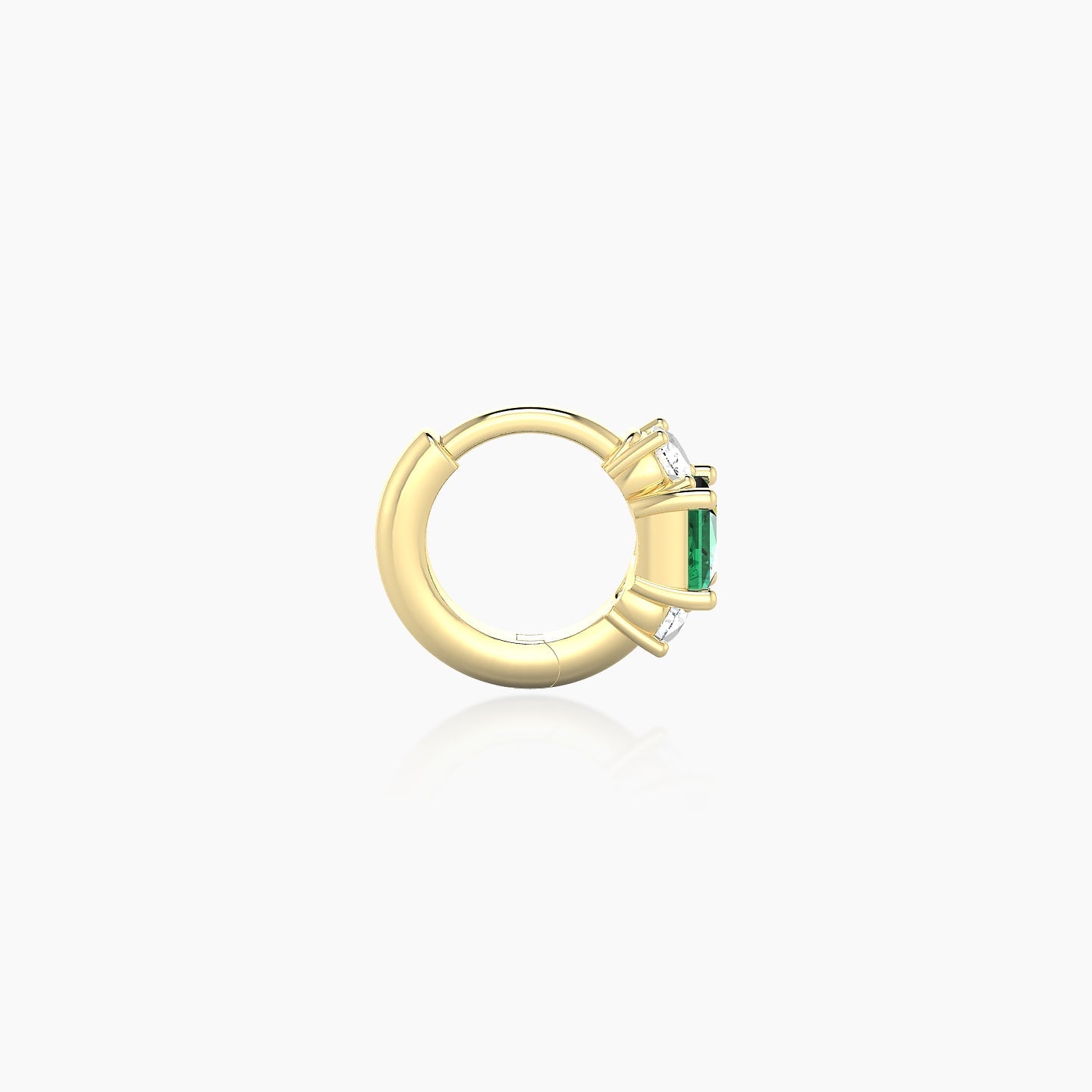 Grace | 18k Yellow Gold 5 mm Trilogy Princess Emerald & Diamond Hoop Piercing