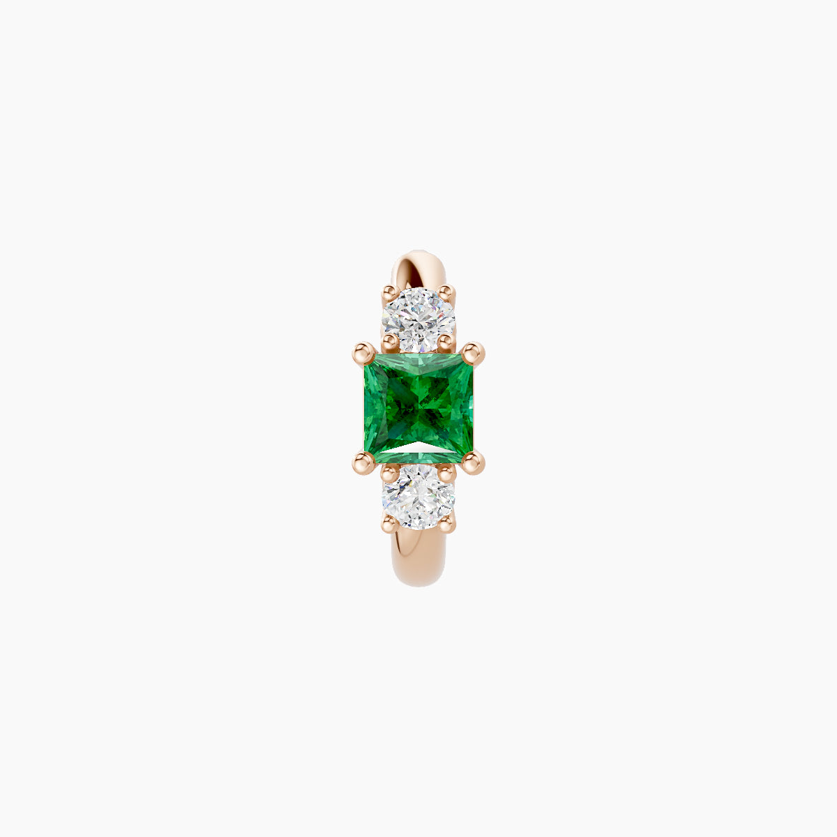 Grace | 18k Rose Gold 6.5 mm Trilogy Princess Emerald & Diamond Hoop Piercing