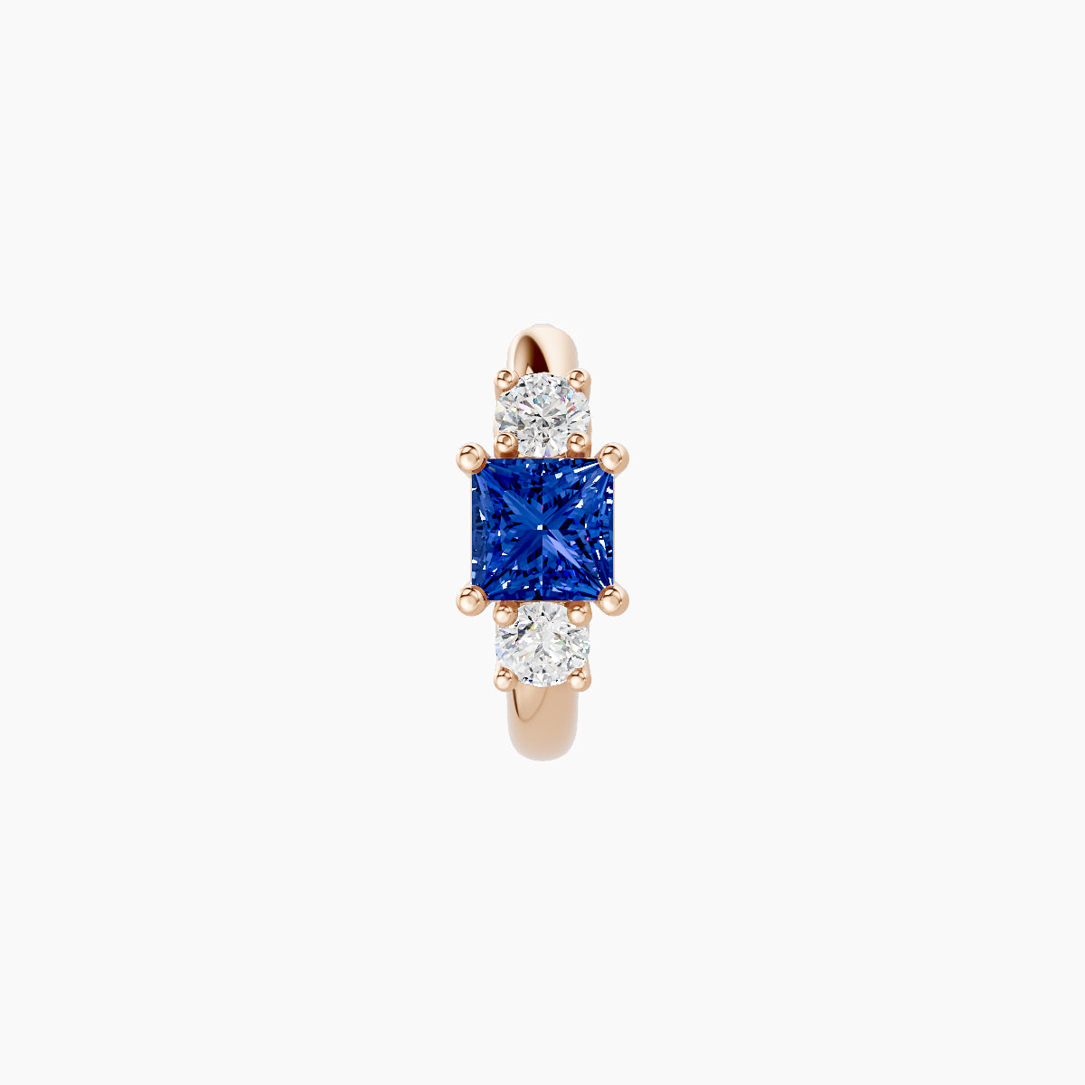 Grace | 18k Rose Gold 6.5 mm Trilogy Princess Sapphire & Diamond Hoop Piercing