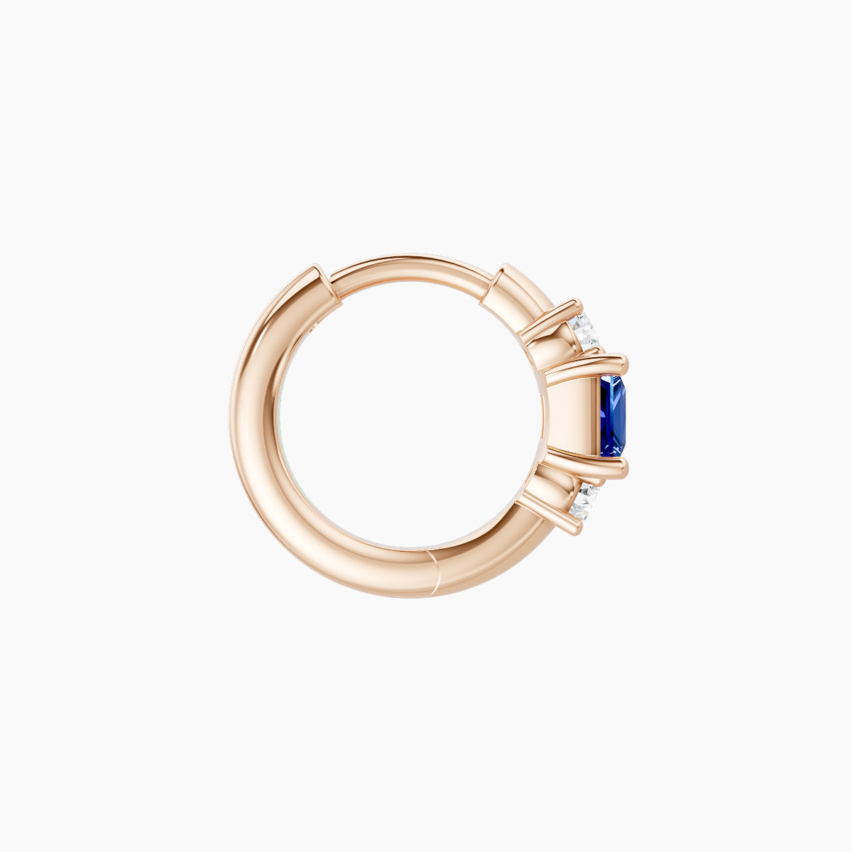 Grace | 18k Rose Gold 6.5 mm Trilogy Princess Sapphire & Diamond Hoop Piercing