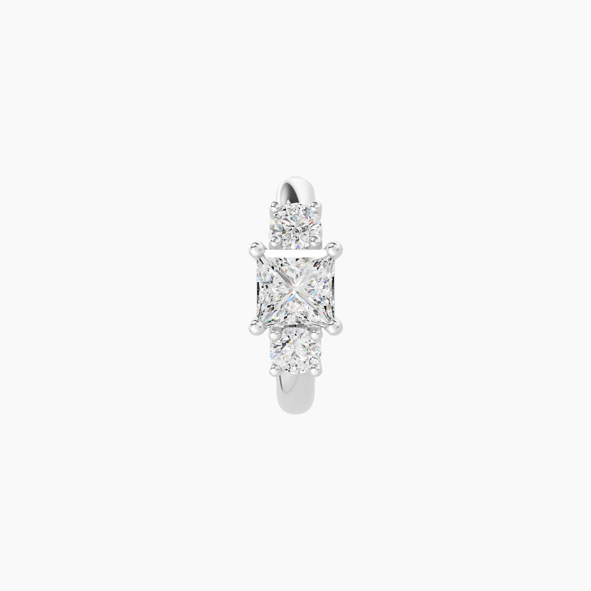 Grace | 18k White Gold 6.5 mm Trilogy Princess Diamond Hoop Piercing