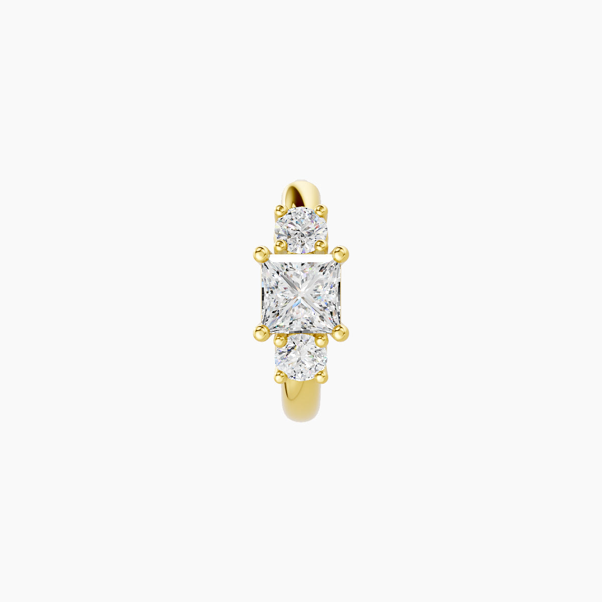 Grace | 18k Yellow Gold 6.5 mm Trilogy Princess Diamond Hoop Piercing