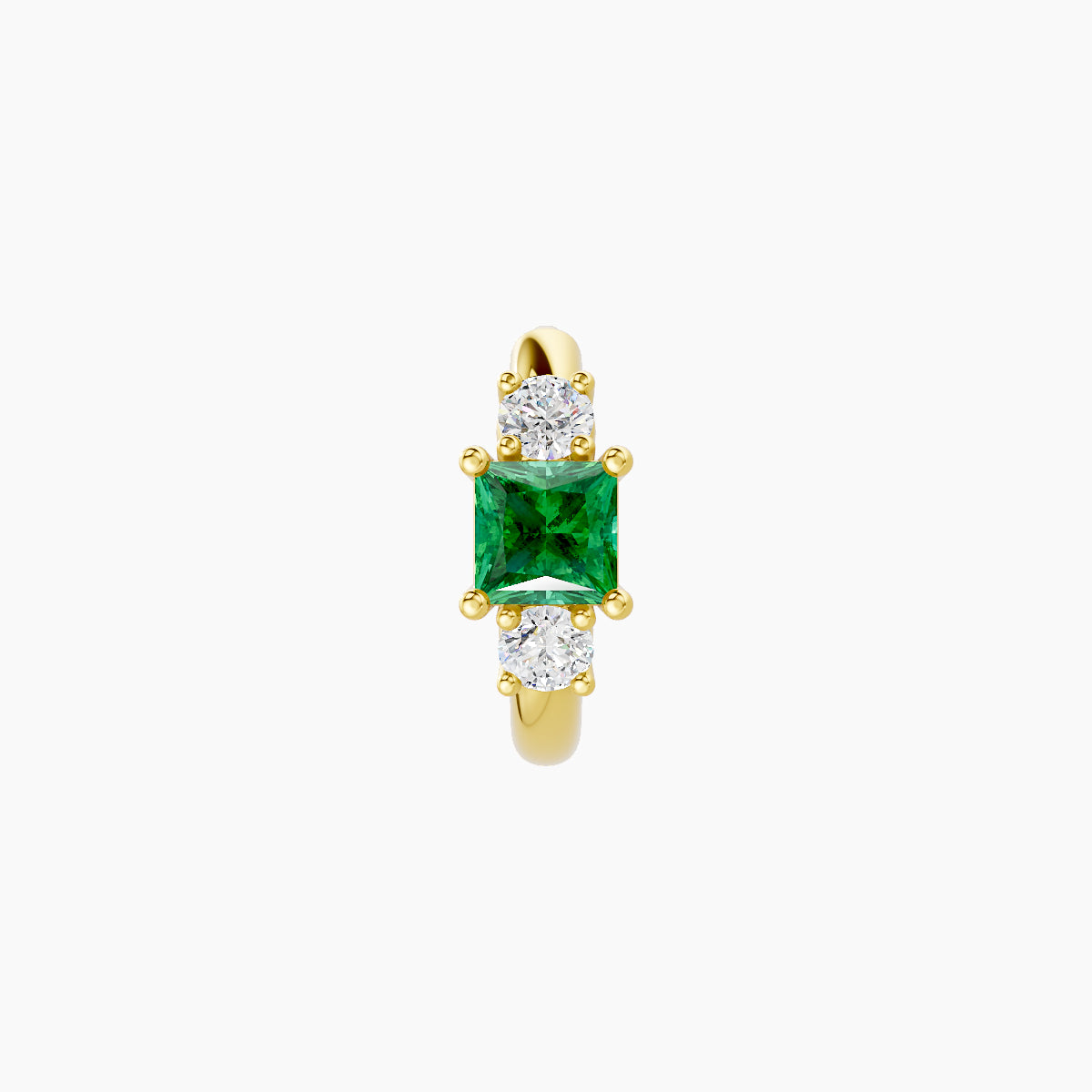 Grace | 18k Yellow Gold 6.5 mm Trilogy Princess Emerald & Diamond Hoop Piercing