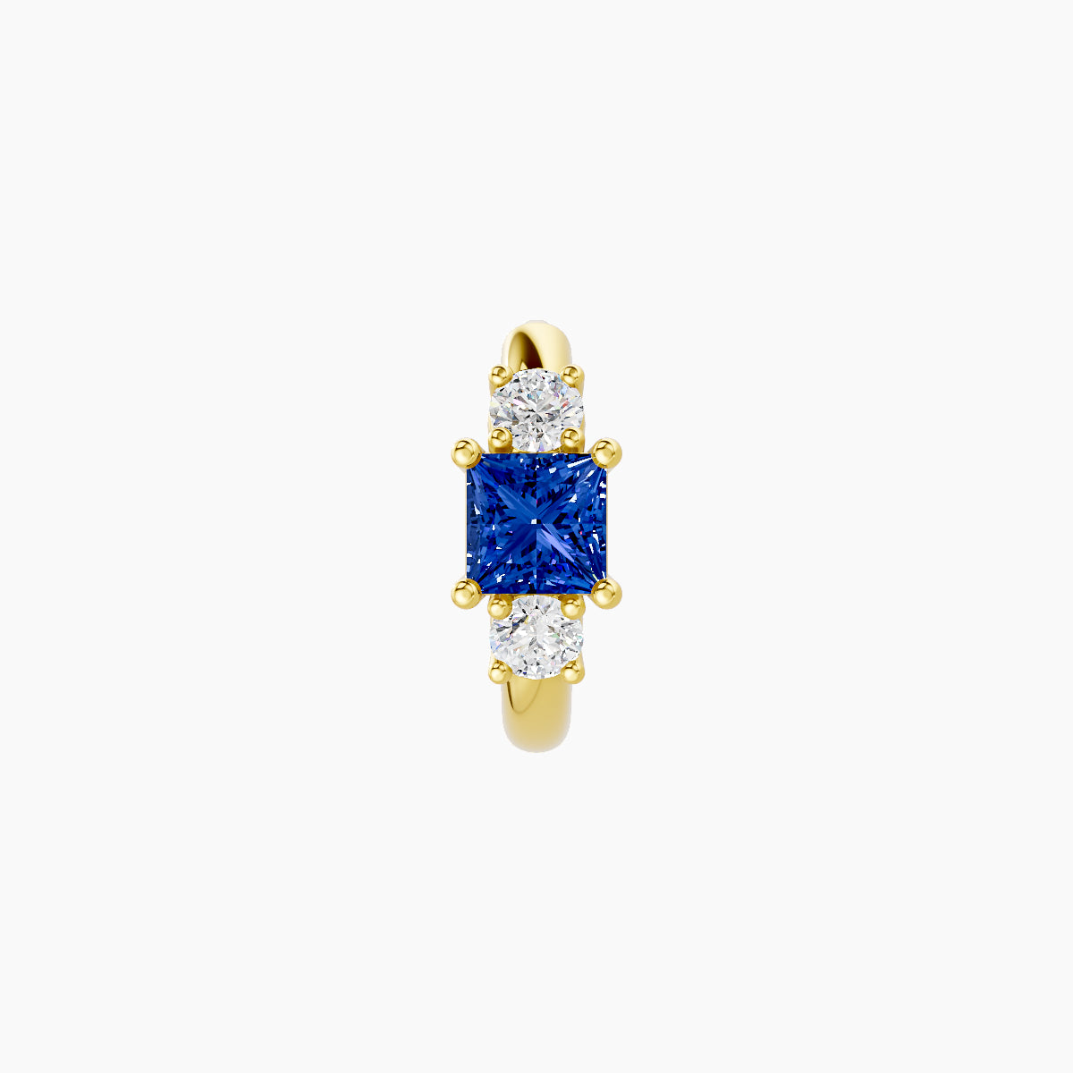 Grace | 18k Yellow Gold 6.5 mm Trilogy Princess Sapphire & Diamond Hoop Piercing