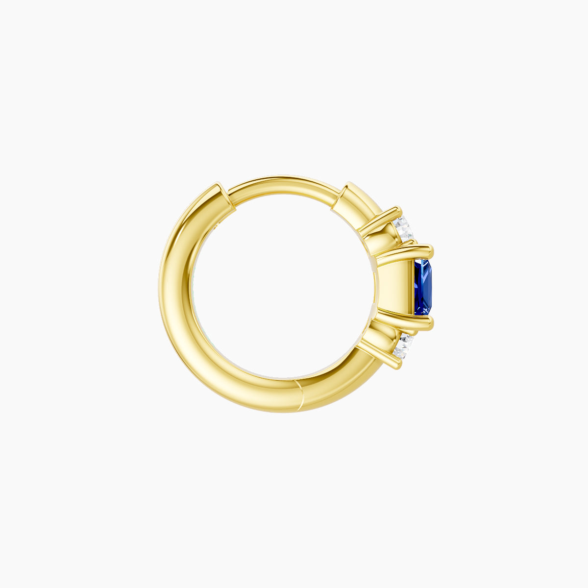 Grace | 18k Yellow Gold 6.5 mm Trilogy Princess Sapphire & Diamond Hoop Piercing