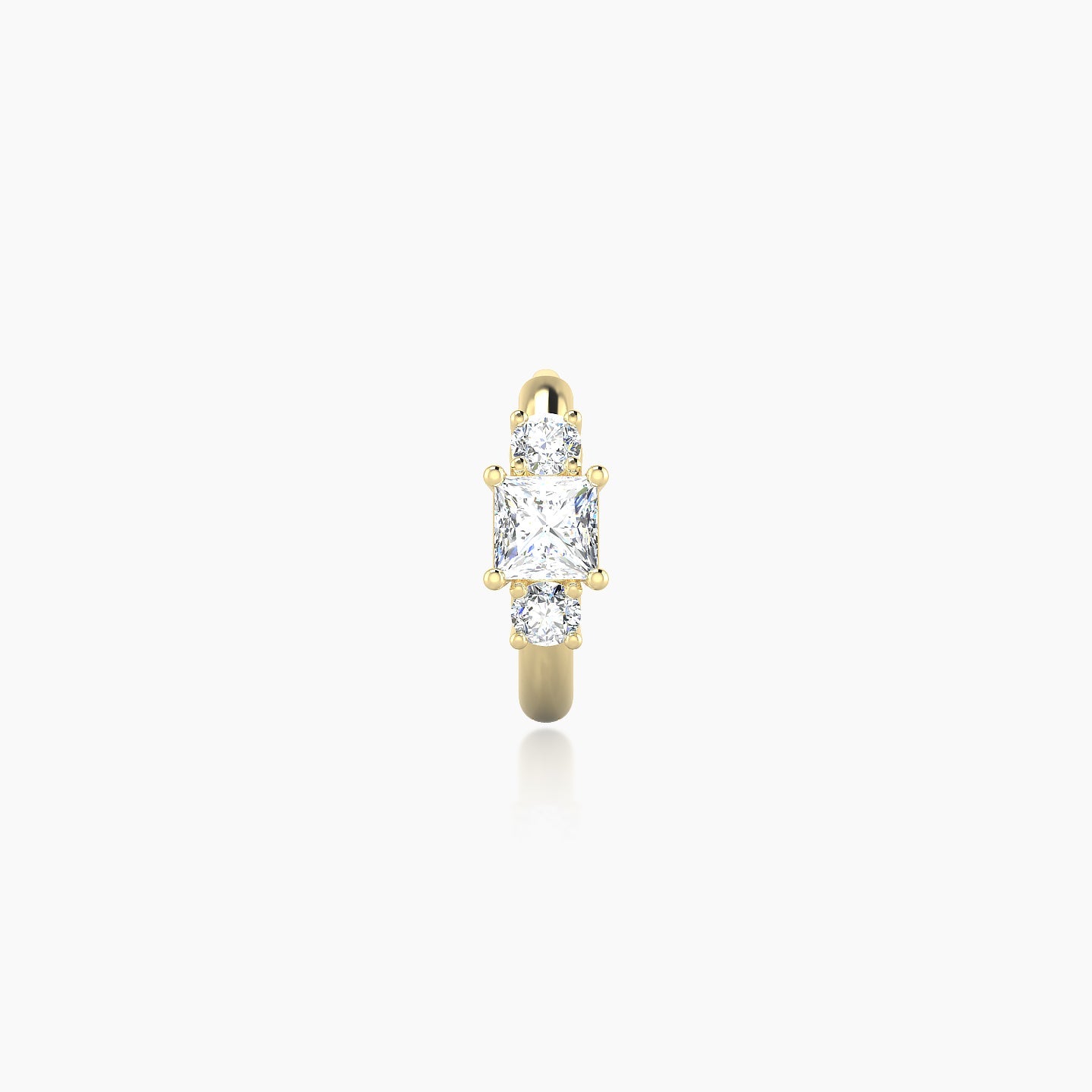 Grace | 18k Yellow Gold 6.5 mm Trilogy Princess Diamond Hoop Piercing