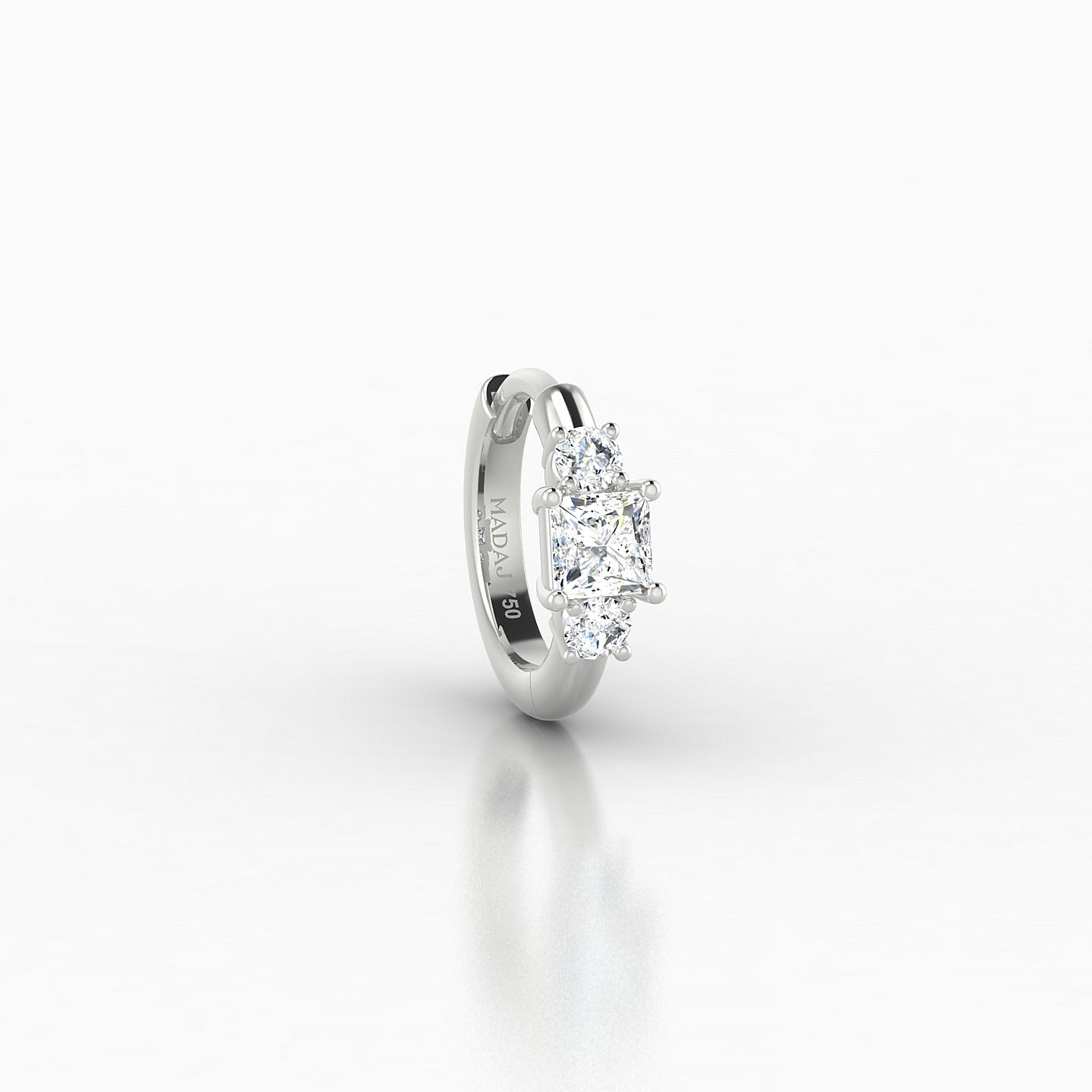 Grace | 18k White Gold 6.5 mm Trilogy Princess Diamond Nose Ring Piercing