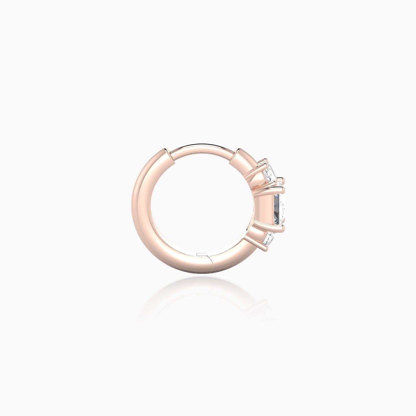 Grace | 18k Rose Gold 6.5 mm Trilogy Princess Diamond Nose Ring Piercing