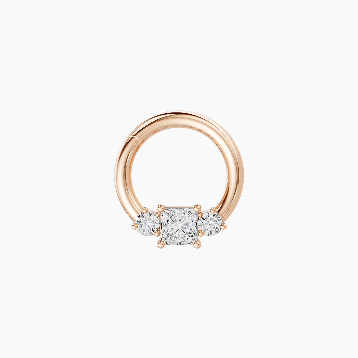 Grace | 18k Rose Gold 6.5 mm Trilogy Princess Diamond Septum Piercing