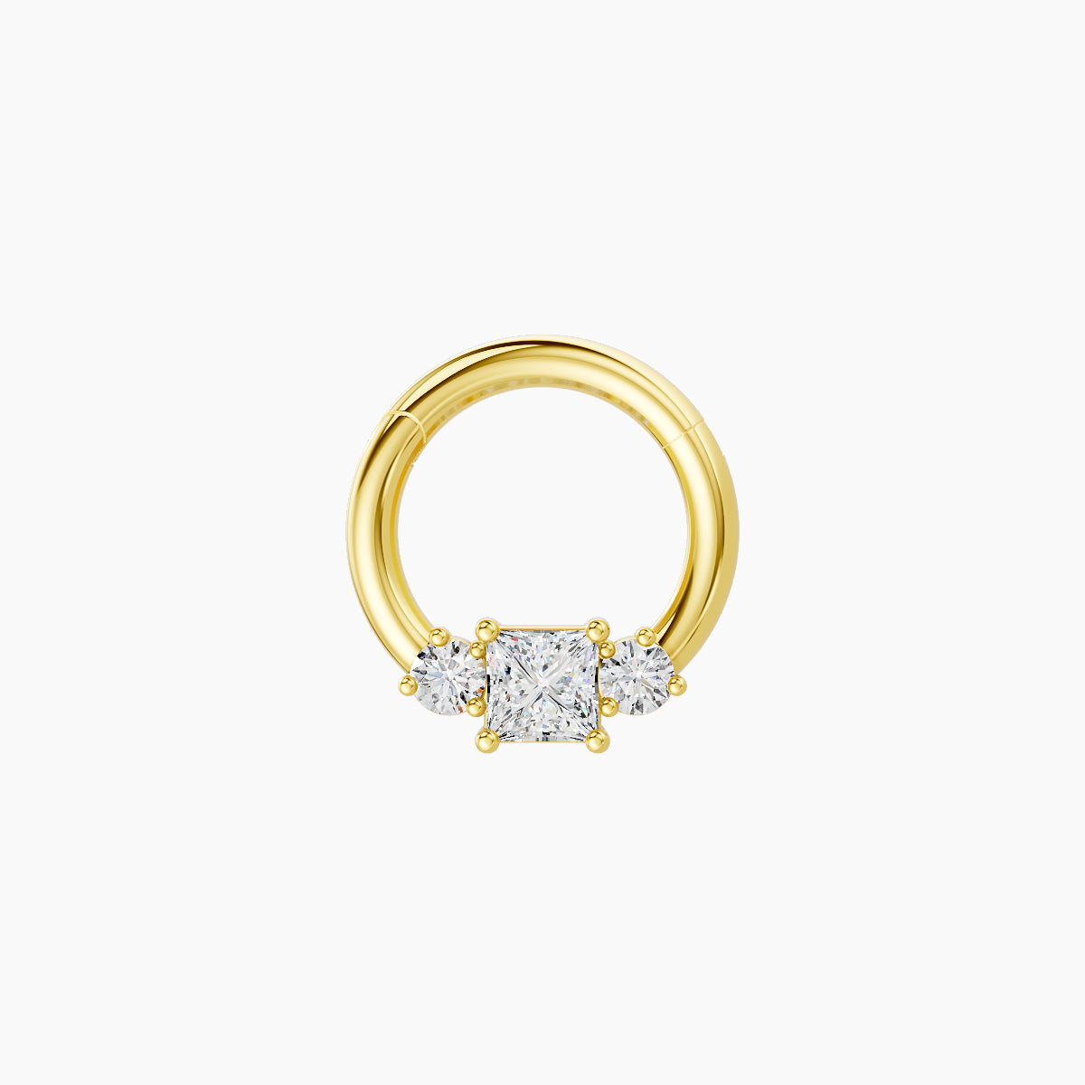 Grace | 18k Yellow Gold 6.5 mm Trilogy Princess Diamond Septum Piercing