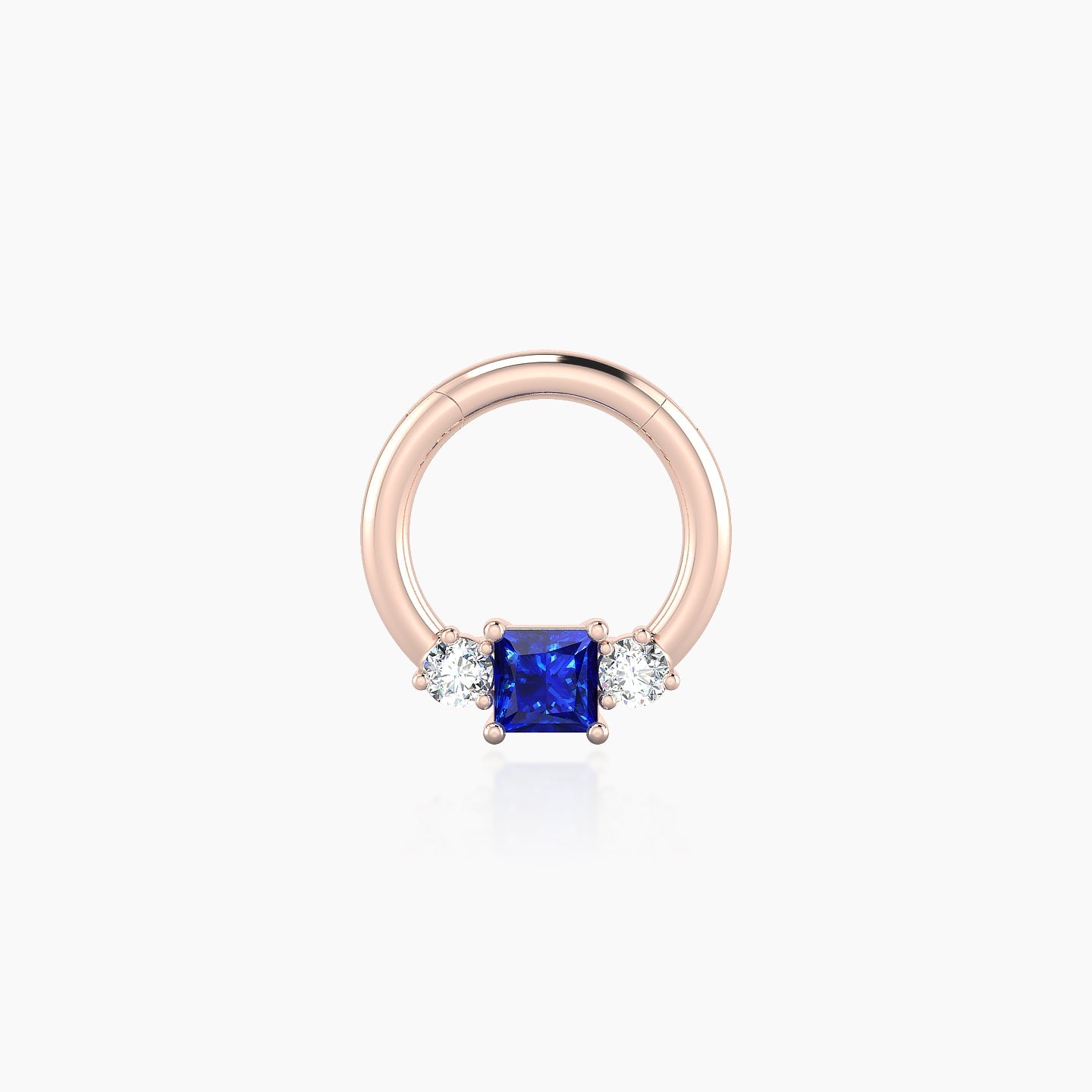 Grace | 18k Rose Gold 6.5 mm Trilogy Princess Sapphire & Diamond Septum Piercing