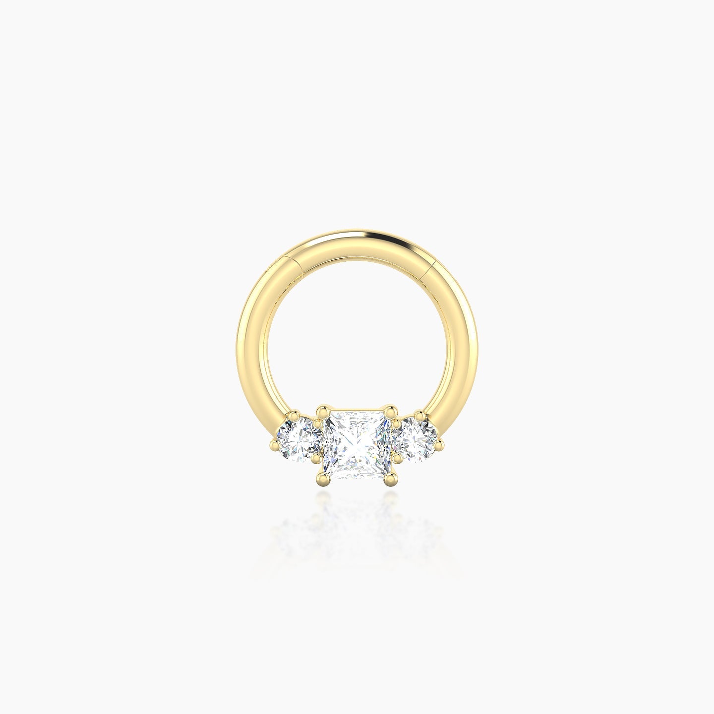 Grace | 18k Yellow Gold 6.5 mm Trilogy Princess Diamond Septum Piercing
