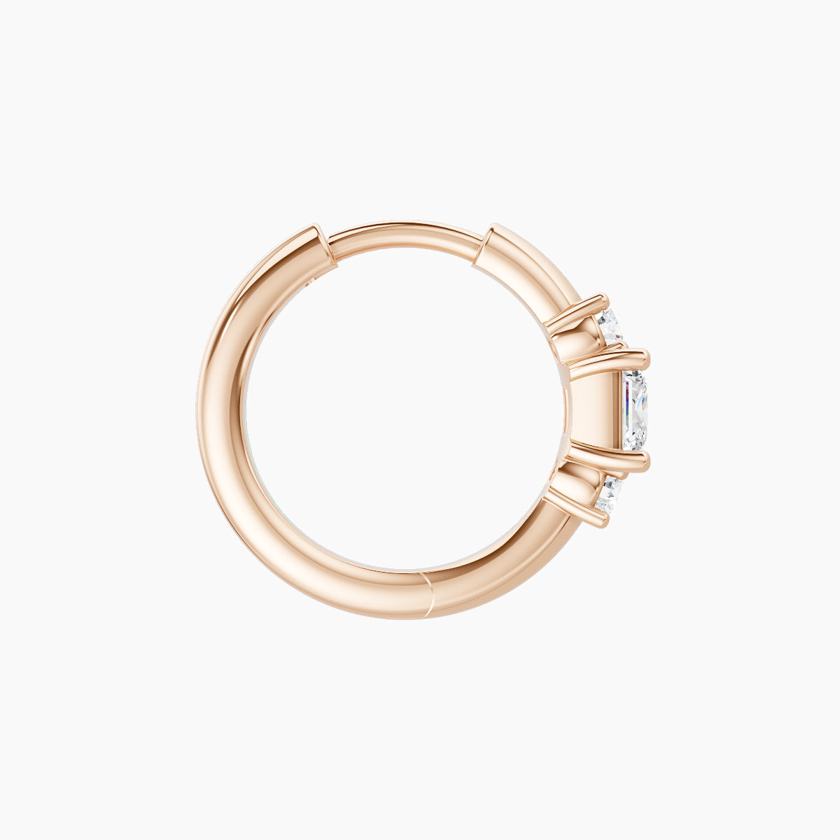 Grace | 18k Rose Gold 8 mm Trilogy Princess Diamond Hoop Piercing